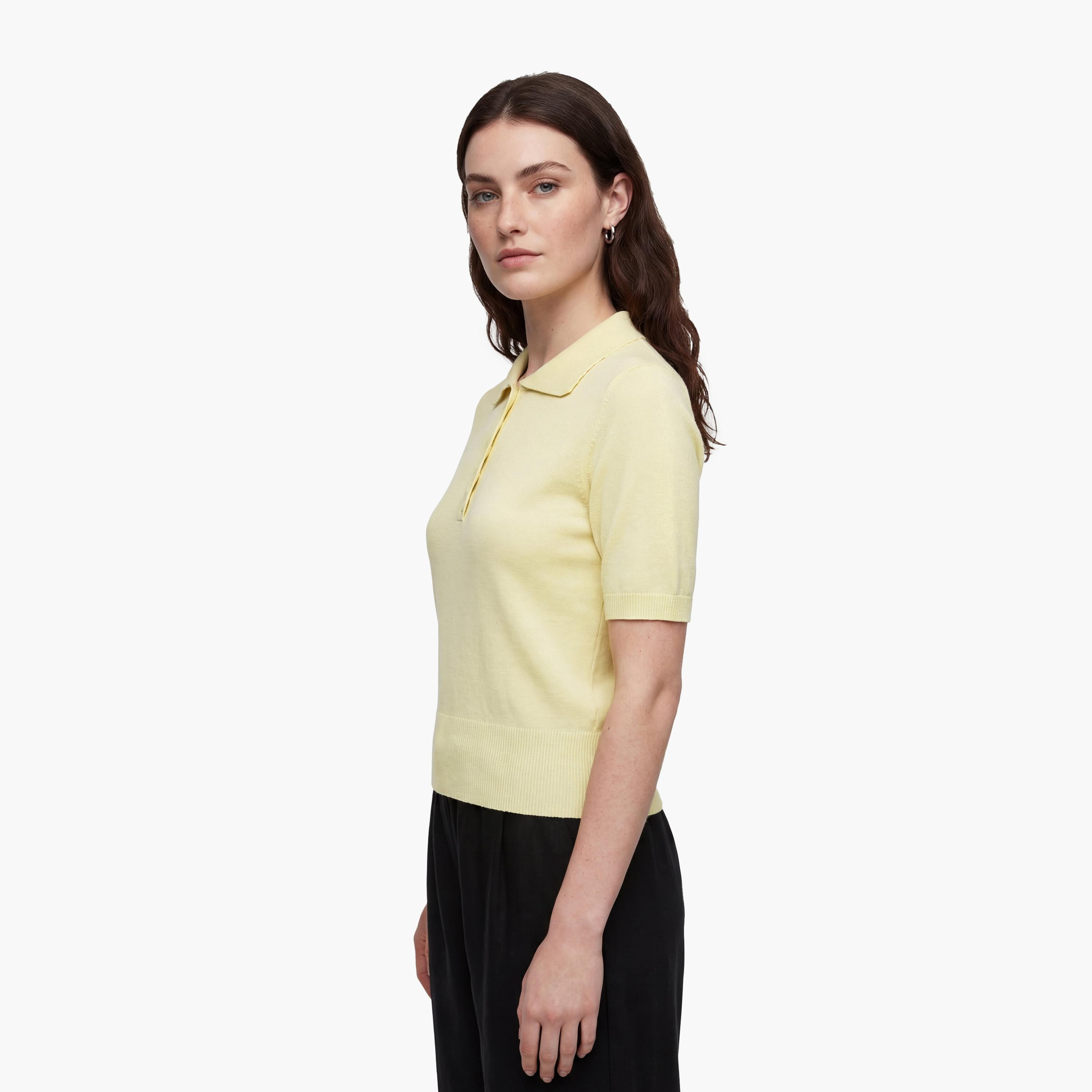 تيشيرت بولو محبوك بياقة للنساء من كوتون-women-clothing-tshirts-image-8