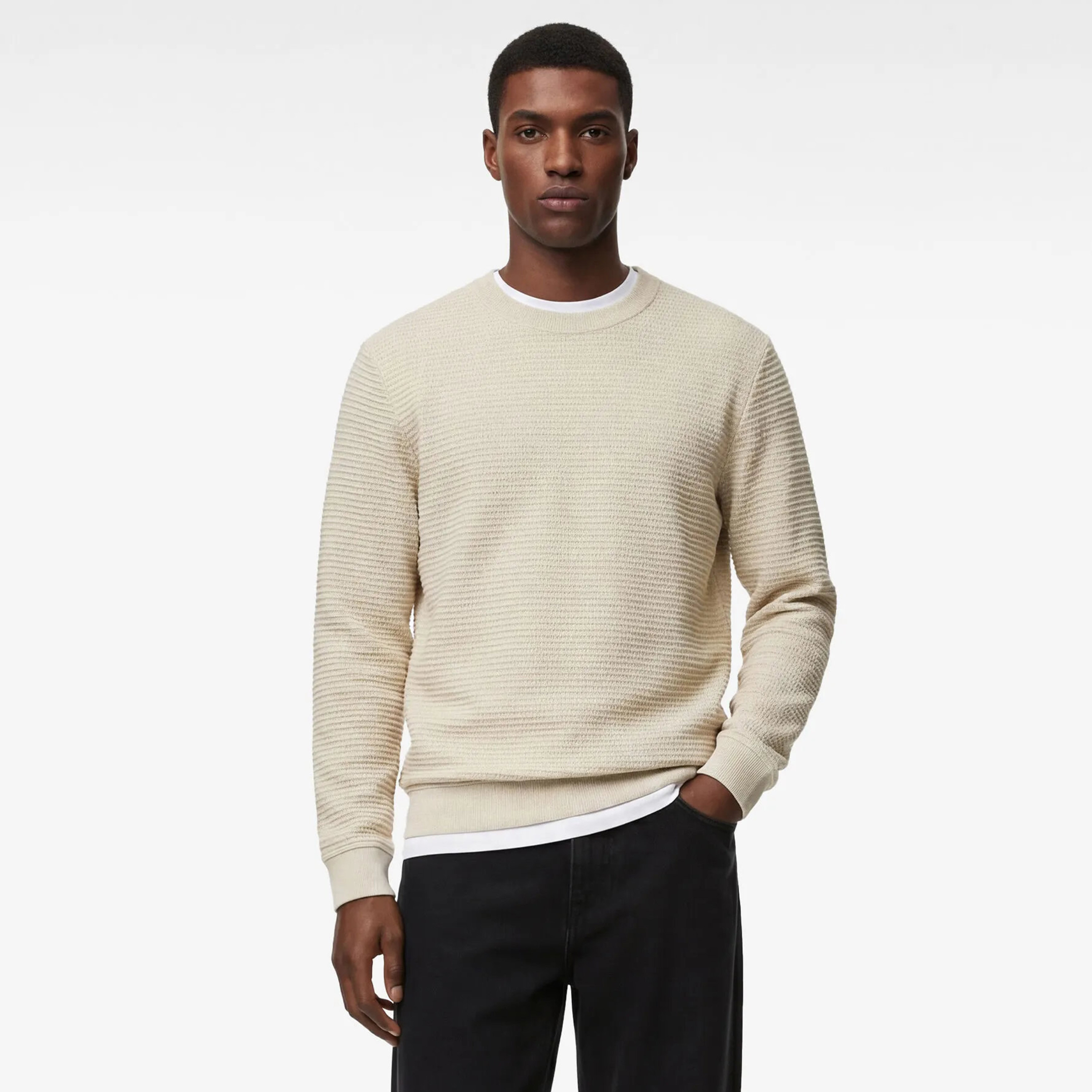 Koton Textured Crew Neck Long Sleeves Men's Sweatshirt-men-winterwear-hoodiesandsweatshirts-image-1