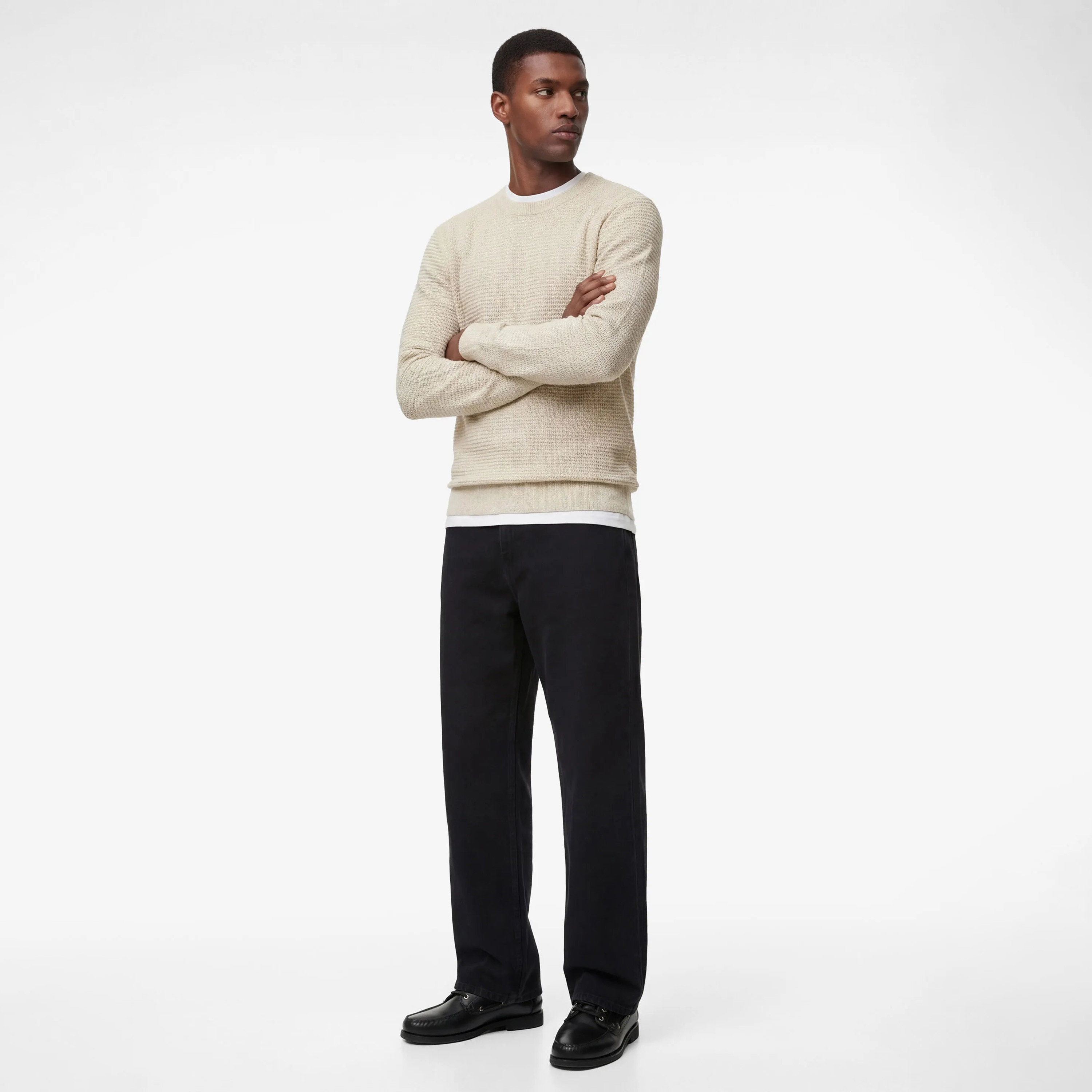 Koton Textured Crew Neck Long Sleeves Men's Sweatshirt-men-winterwear-hoodiesandsweatshirts-image-2