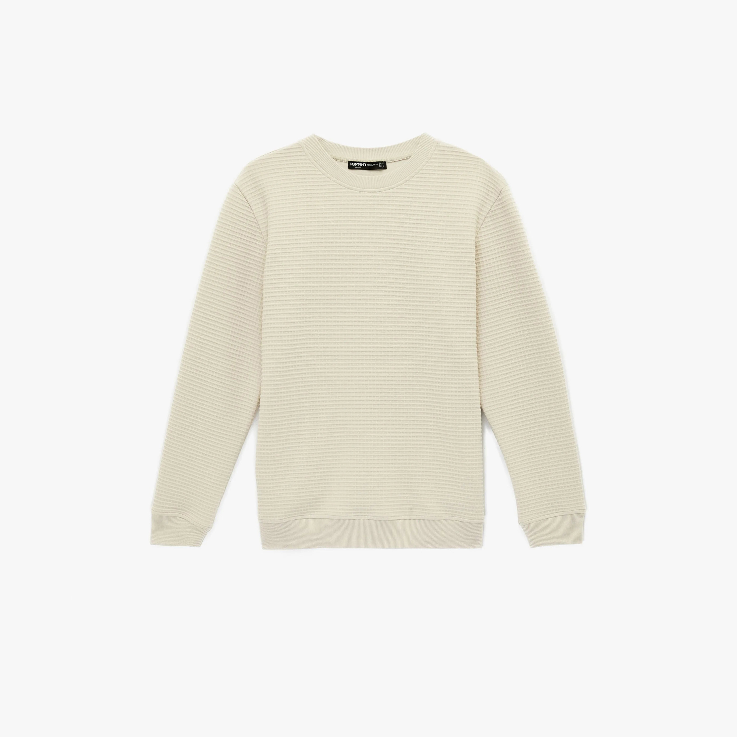 Koton Textured Crew Neck Long Sleeves Men's Sweatshirt-men-winterwear-hoodiesandsweatshirts-image-3
