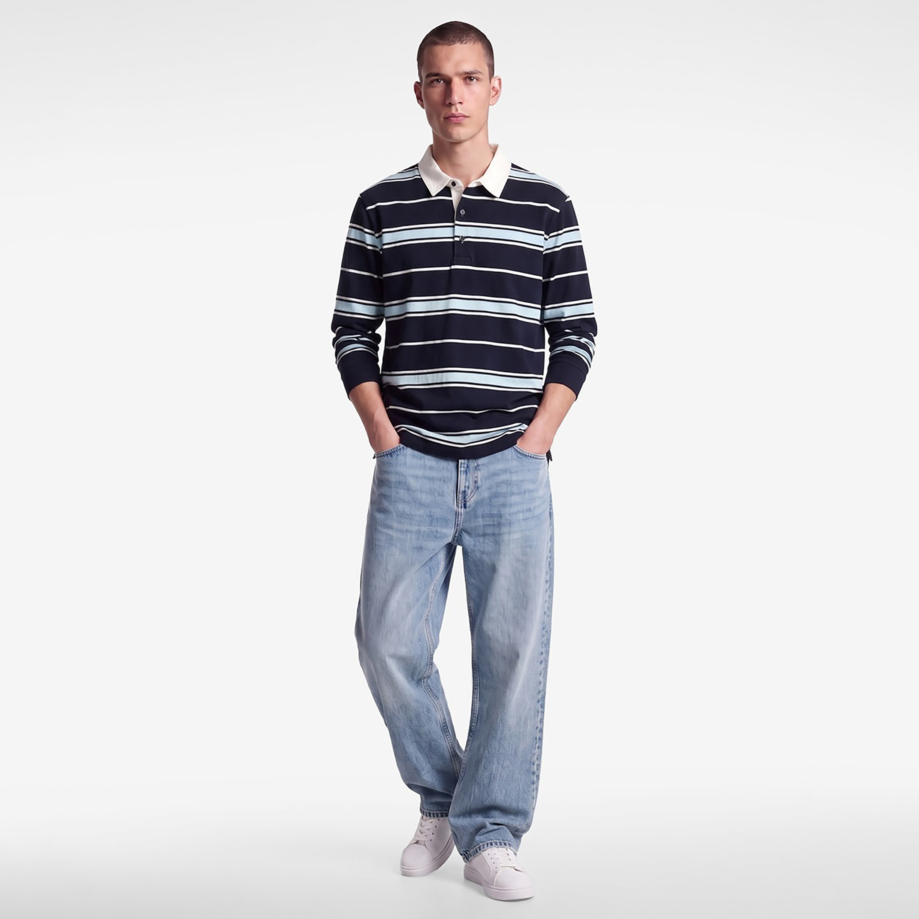 KOTON Striped Collared Long Sleeves Men's Sweatshirt-men-winterwear-hoodiesandsweatshirts-image-2
