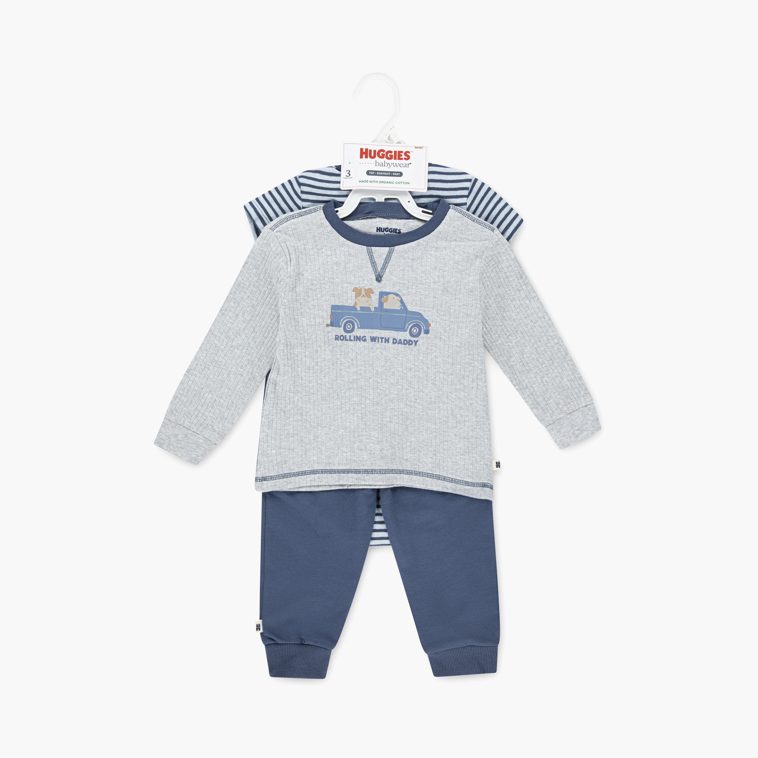 Huggies 3-Piece Printed Bodysuit, T-Shirt with Joggers-baby-boys-clothing-setsandcoords-image-3