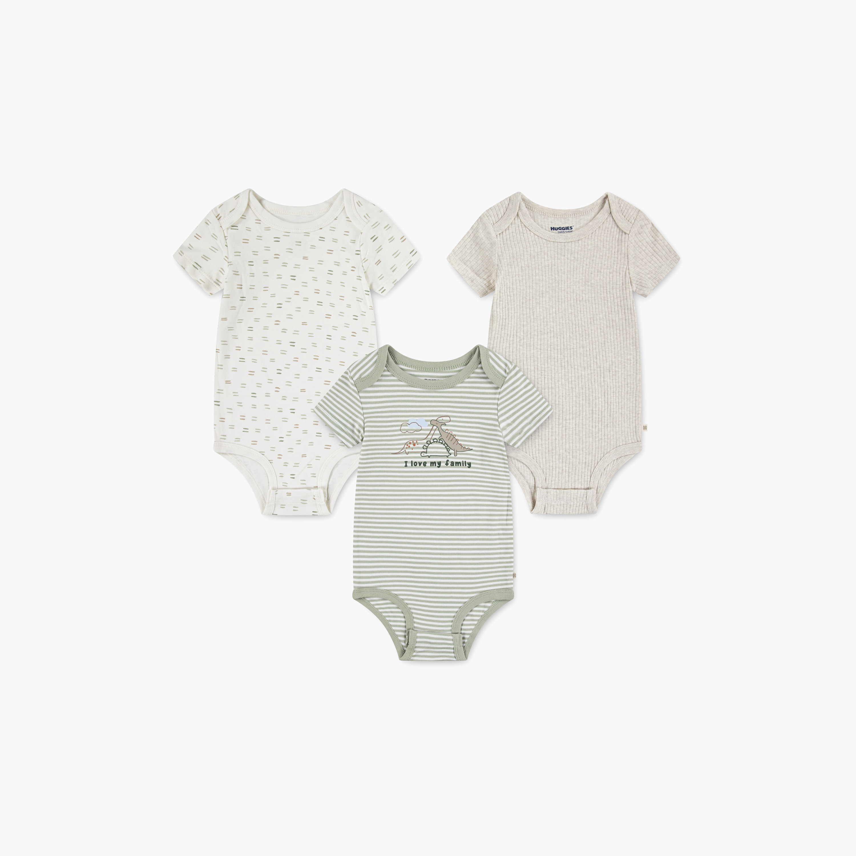 Huggies 3-Piece Solid Short Sleeves Bodysuits-baby-boys-clothing-bodysuits-image-1