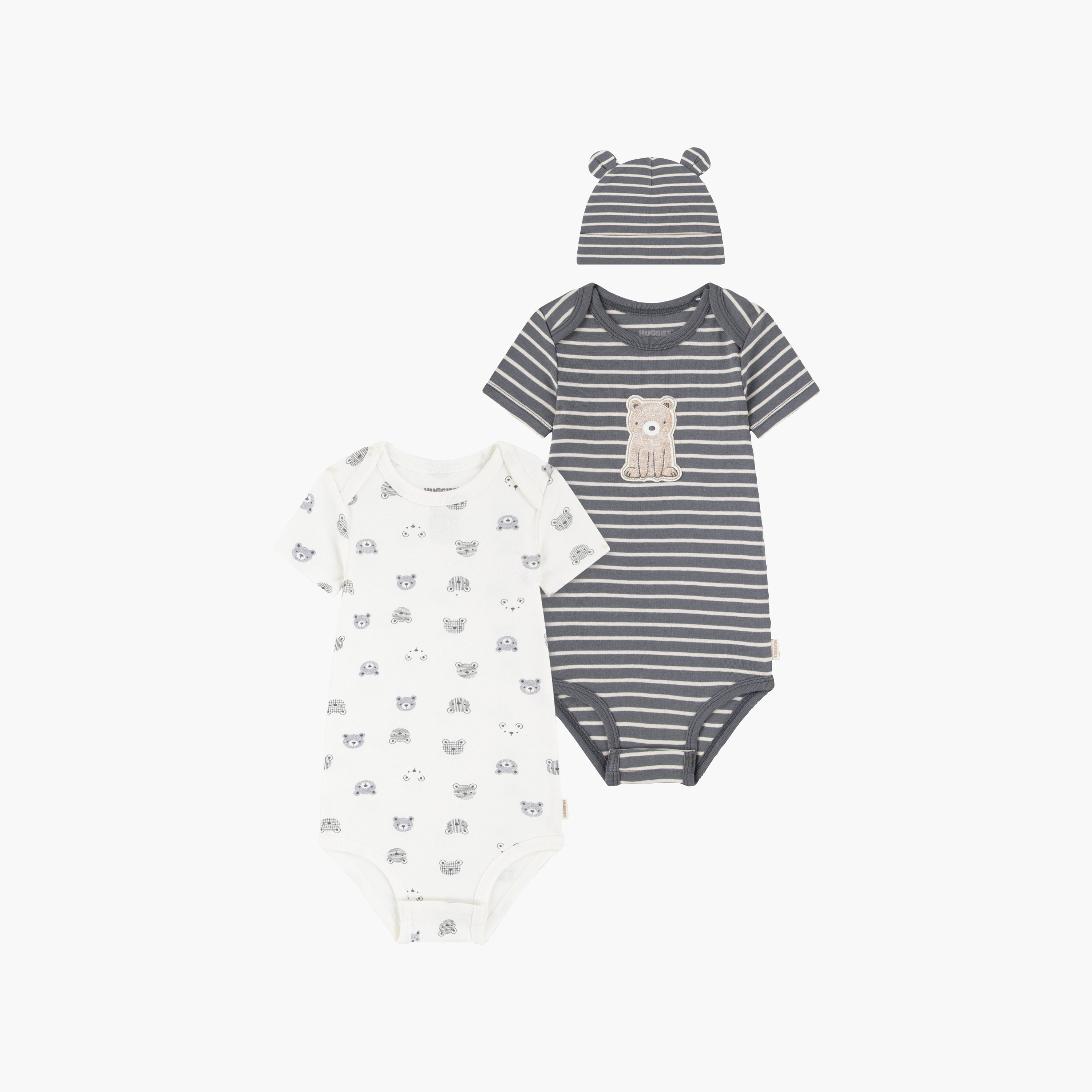 Huggies 2-Piece Short Sleeves Embroidered Bodysuits with Cap-boys-clothing-rompersanddungarees-image-1