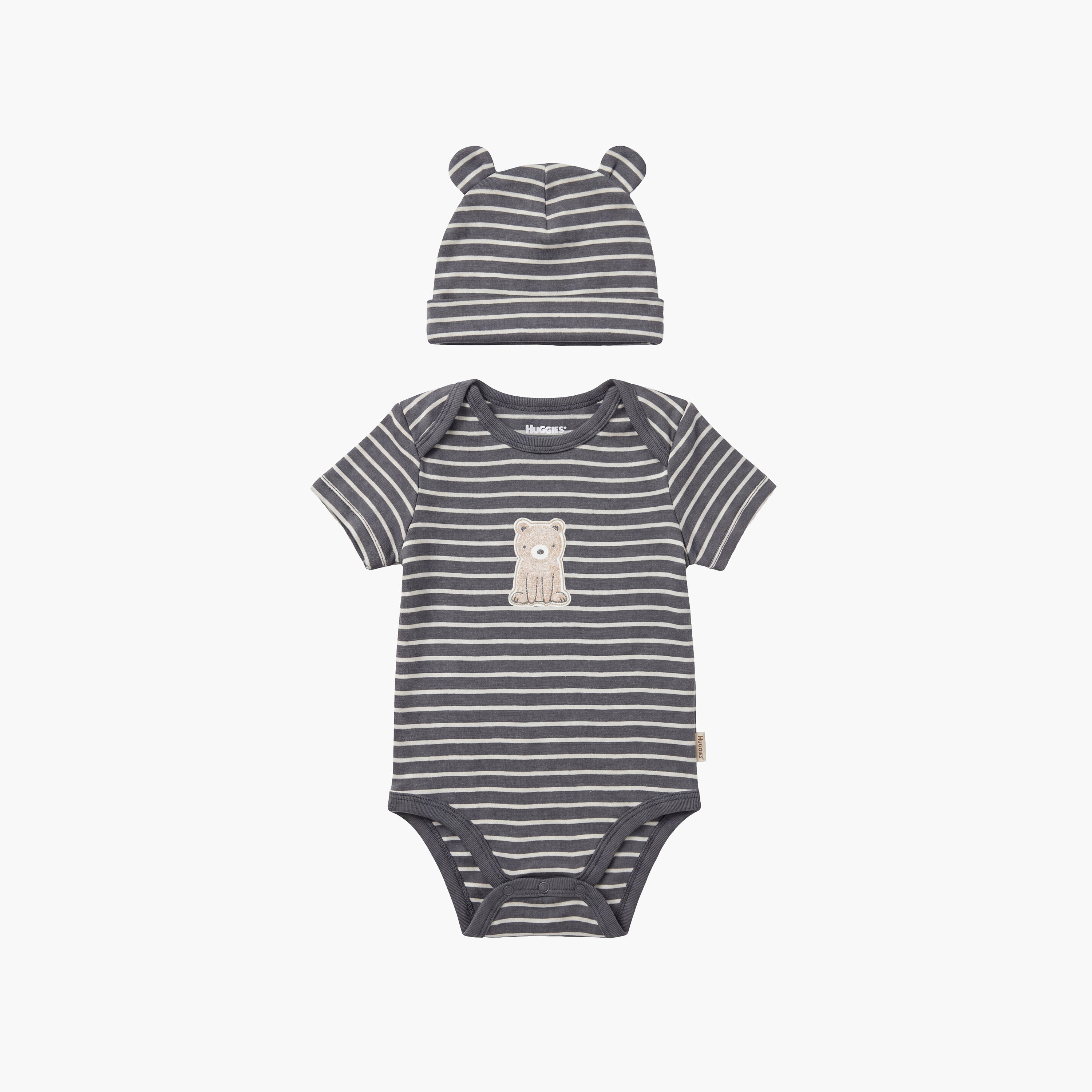 Huggies 2-Piece Short Sleeves Embroidered Bodysuits with Cap-boys-clothing-rompersanddungarees-image-3