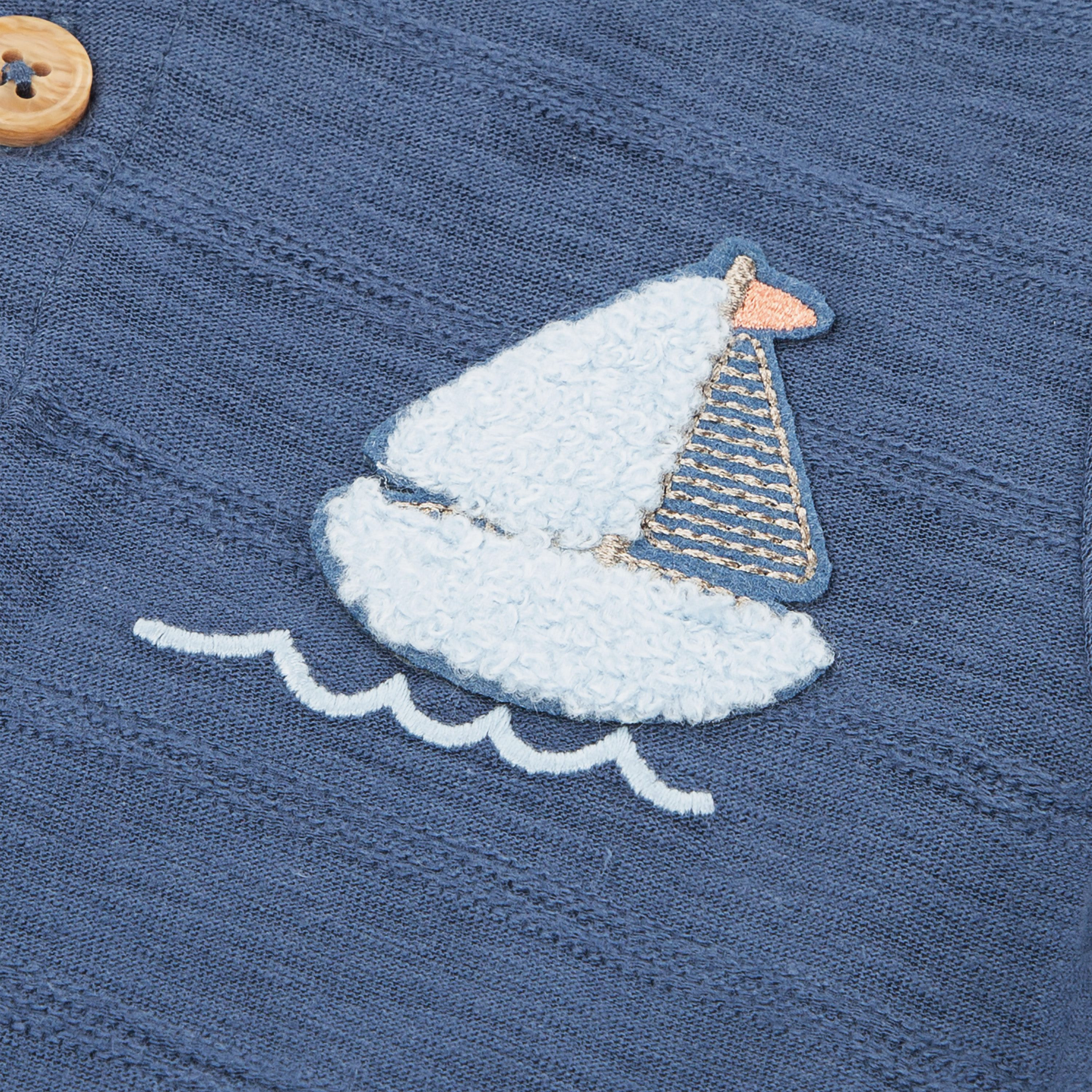 Huggies Long Sleeves Boat Embroidered Buttoned Rompers-boys-clothing-rompersanddungarees-image-4
