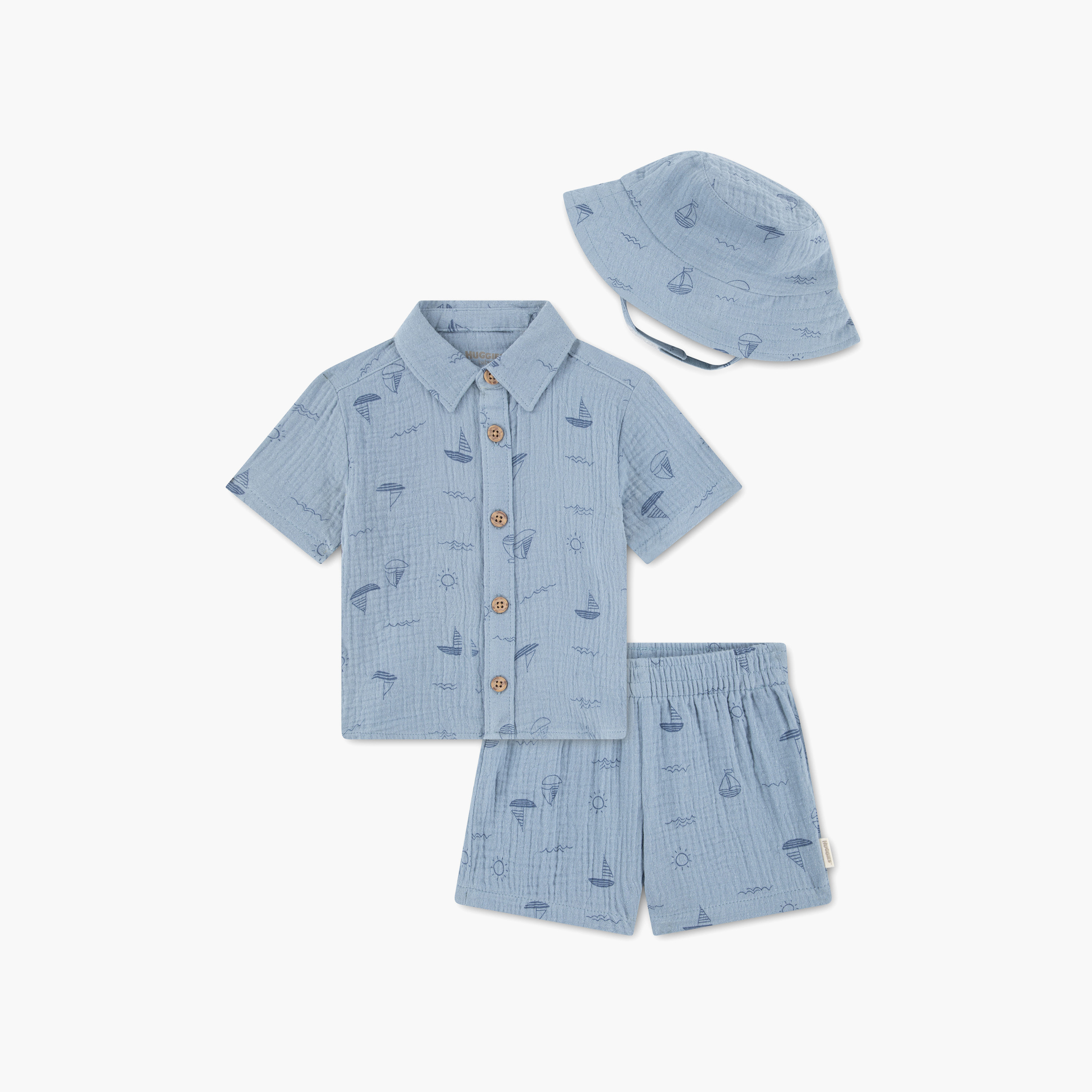 Huggies Short Sleeves Printed Shirt & Shorts Set with Cap-boys-clothing-setsandcoords-image-1