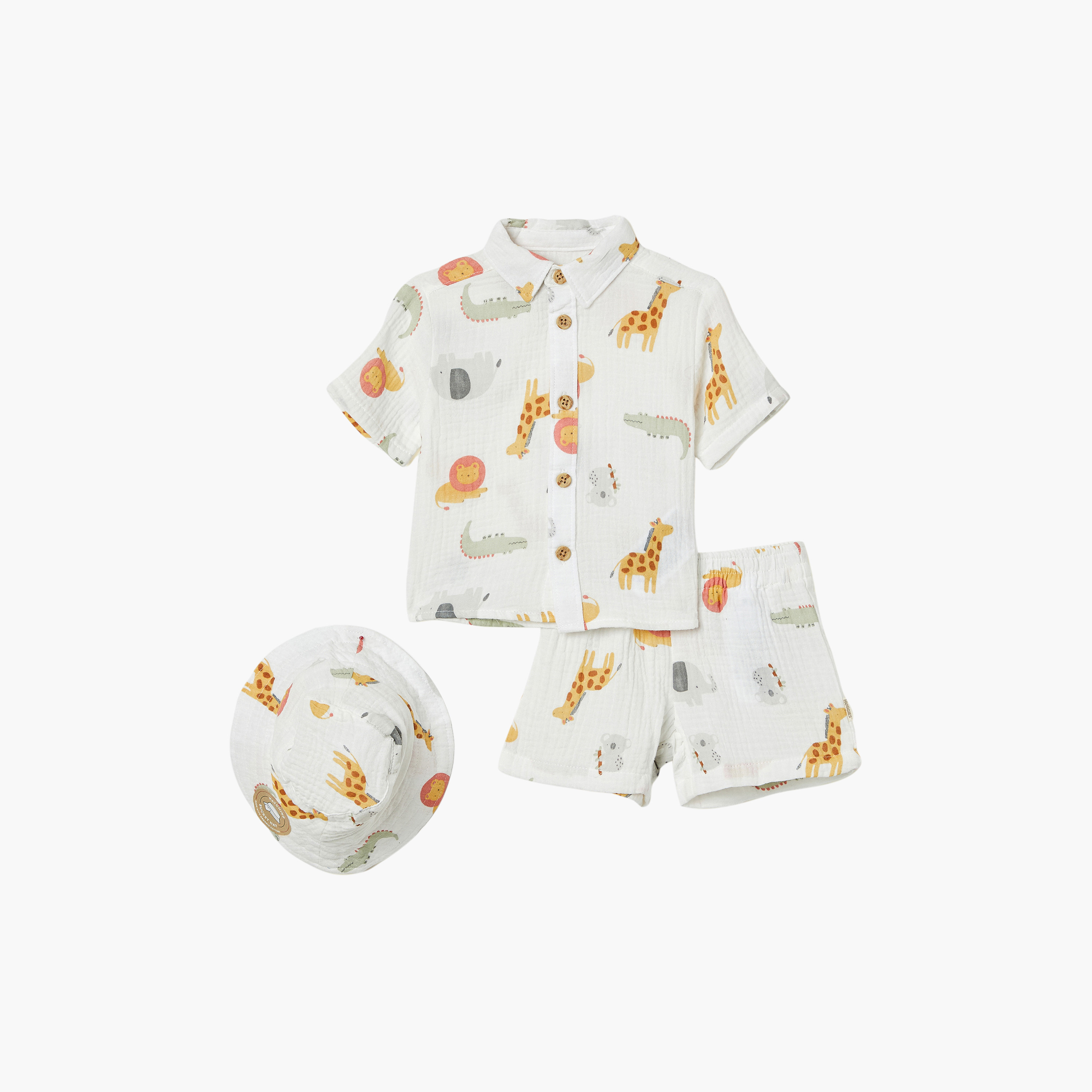 Huggies Short Sleeves Printed Shirt & Shorts Set with Cap-boys-clothing-setsandcoords-image-1