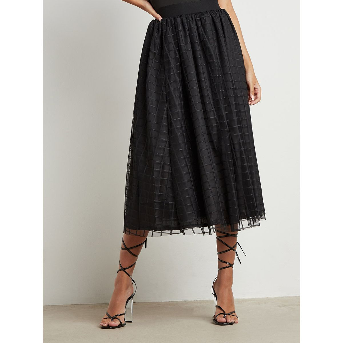 Styli Textured Mesh Midi Skirt-women-clothing-bottoms-skirts-image-1