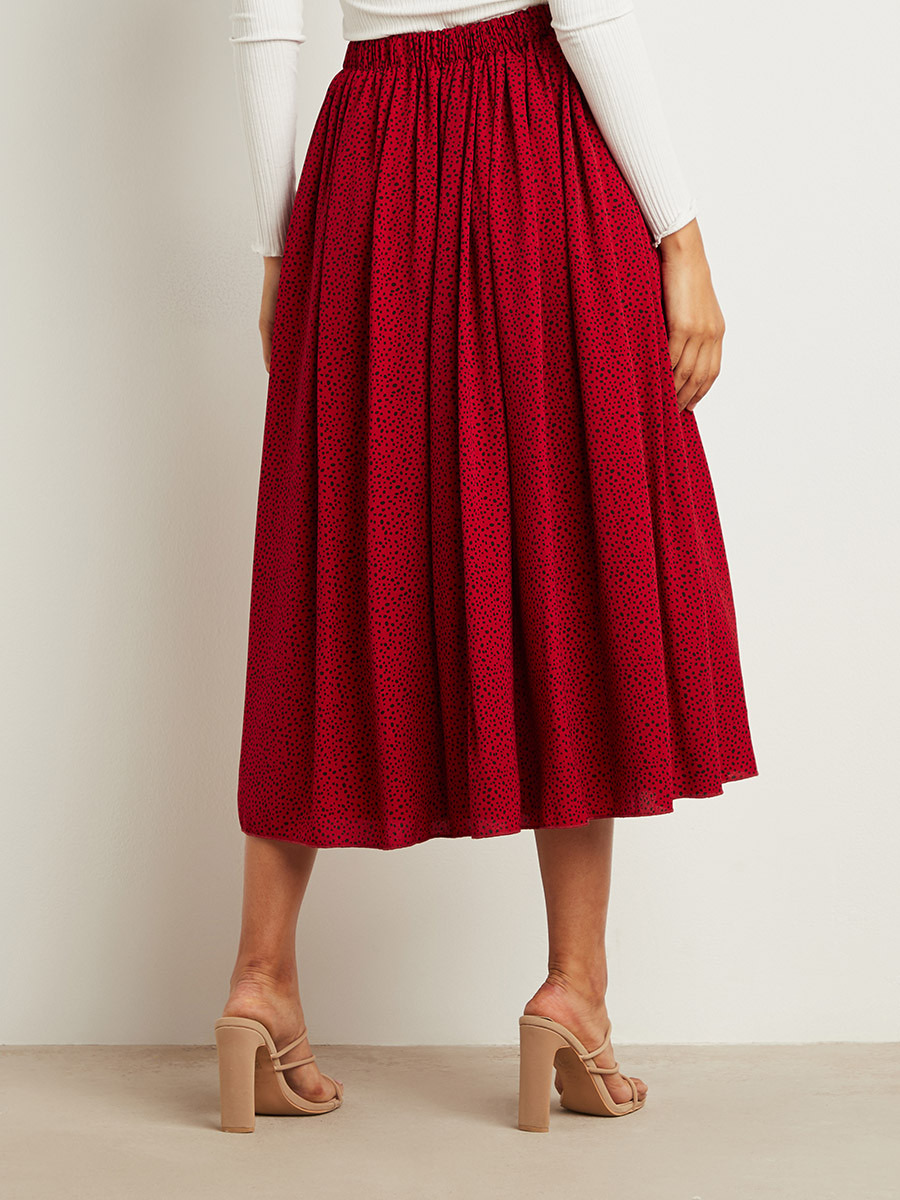 Styli Polka Dot Print Pleated Midi Skirt-women-clothing-bottoms-skirts-image-3
