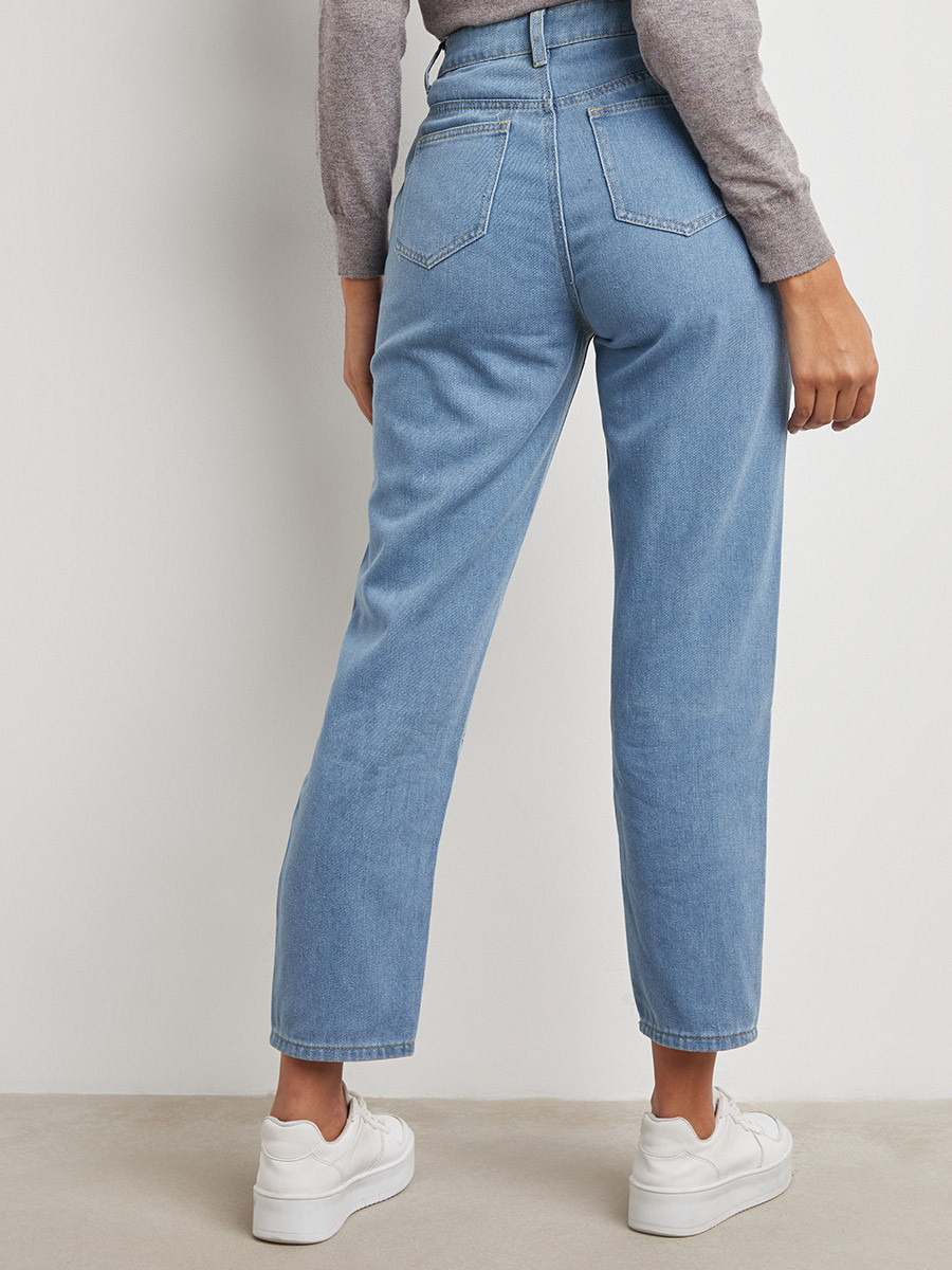 Styli Ankle Length Ripped Mom Jeans with Belt Loops-women-clothing-bottoms-jeans-image-3