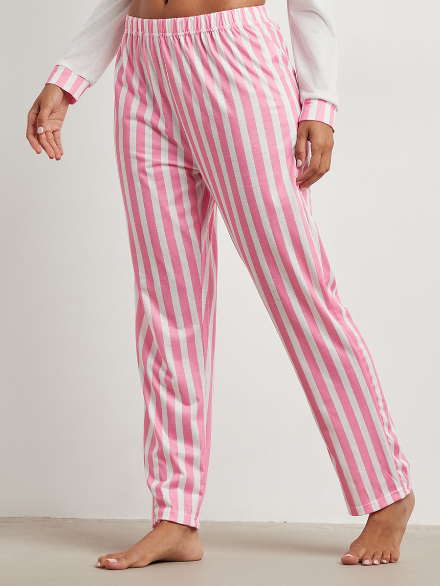 Styli Sweet Graphic Printed Long Sleeves T-shirt and Stripe Pyjama Set-women-clothing-nightwear-pyjamas-bottoms-image-3