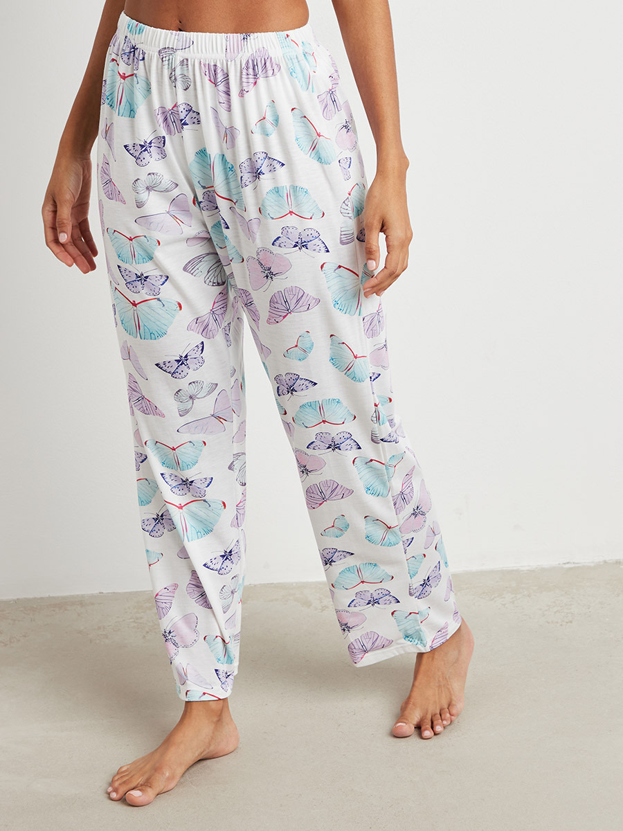 Styli AOP Pastel Butterfly Crop T-shirt and Straight Pyjama Set-women-clothing-nightwear-pyjamas-bottoms-image-3
