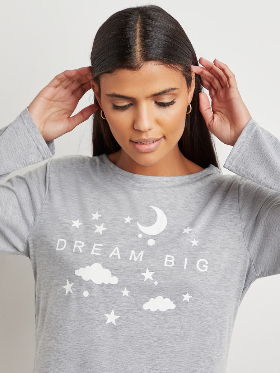 مجموعة من تيشيرت بأكمام طويلة وبنطلون بيجاما من ستايلي-women-clothing-nightwear-pyjamas-bottoms-image-4