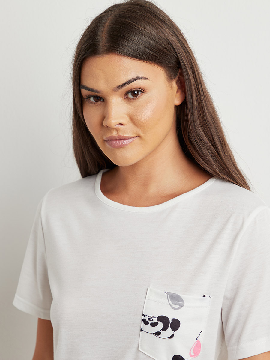 مجموعة من تيشيرت مطبوع وشورت من ستايلي-women-clothing-nightwear-pyjamas-bottoms-image-4