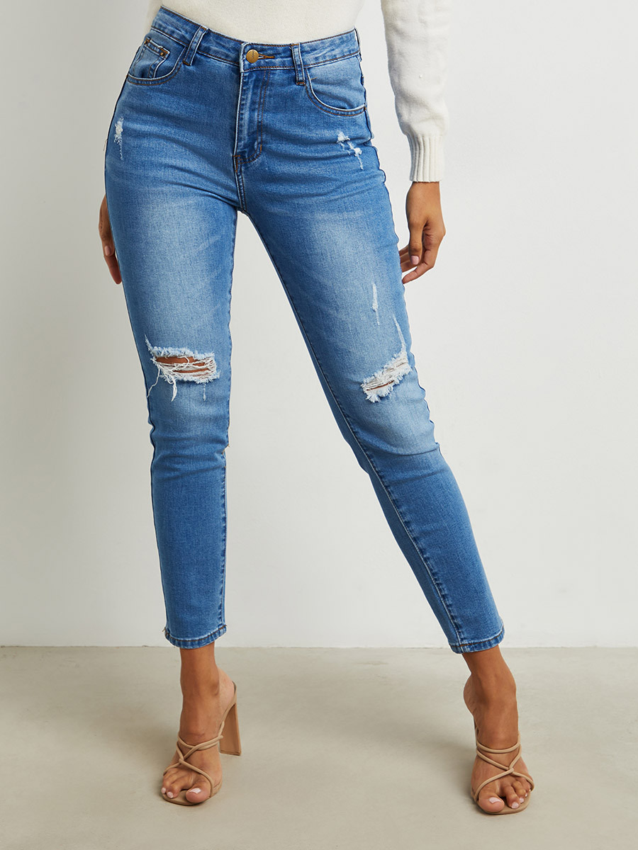 Styli Distressed Knee Detail Skinny Fit Jeans-women-clothing-bottoms-jeans-image-1