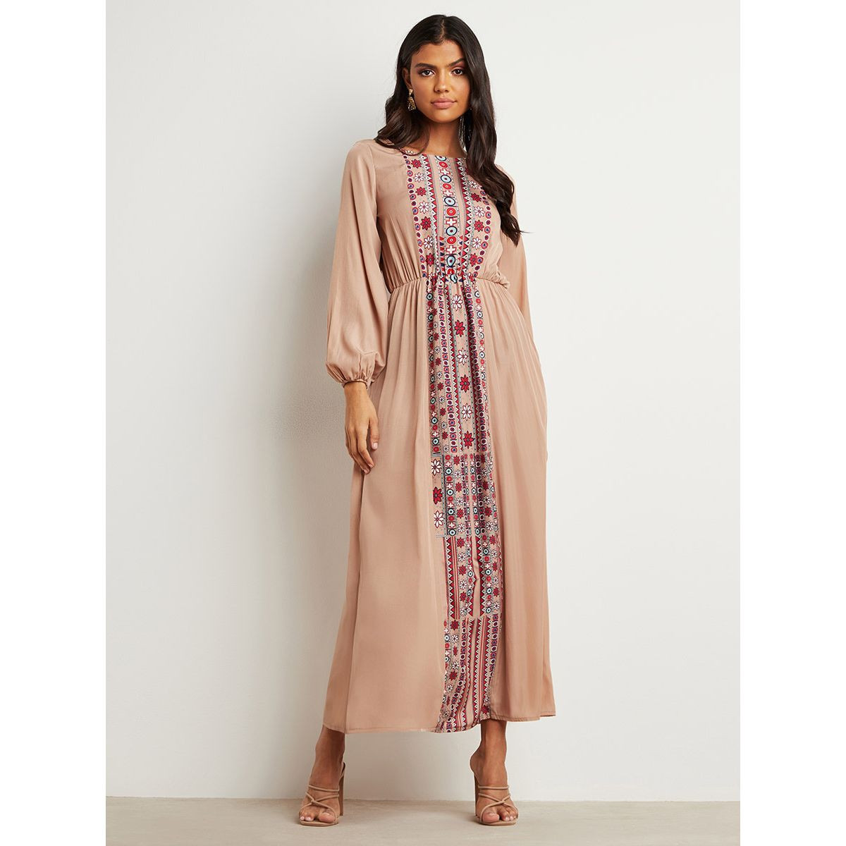 فستان طويل مطبوع بأكمام طويلة من ستايلي-women-clothing-dresses-image-1