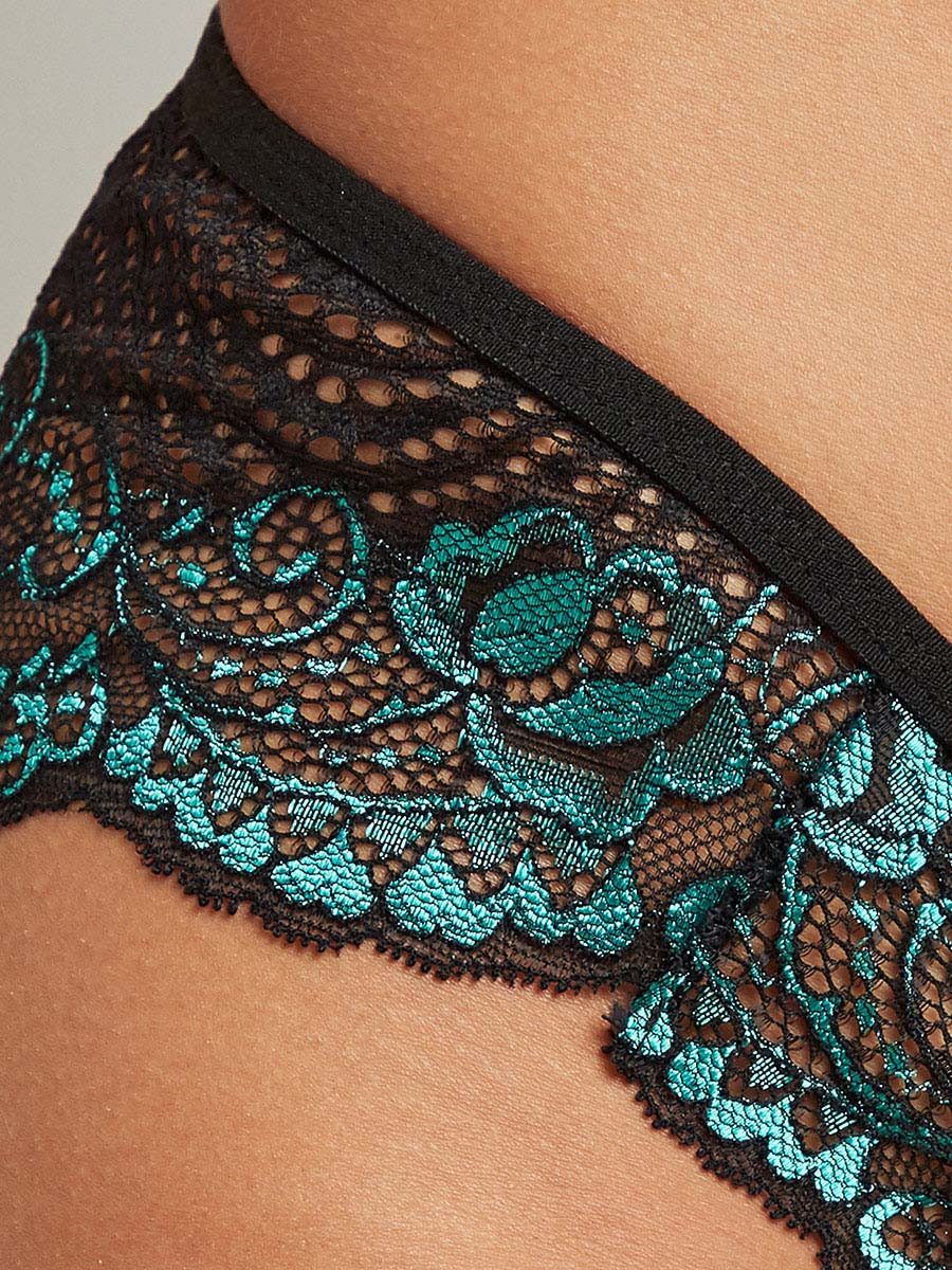 Styli Two Tone Metallic Lace Bralette and Brazilian Set with Back Cut Out Detail-women-clothing-lingerie-lingeriesets-image-7