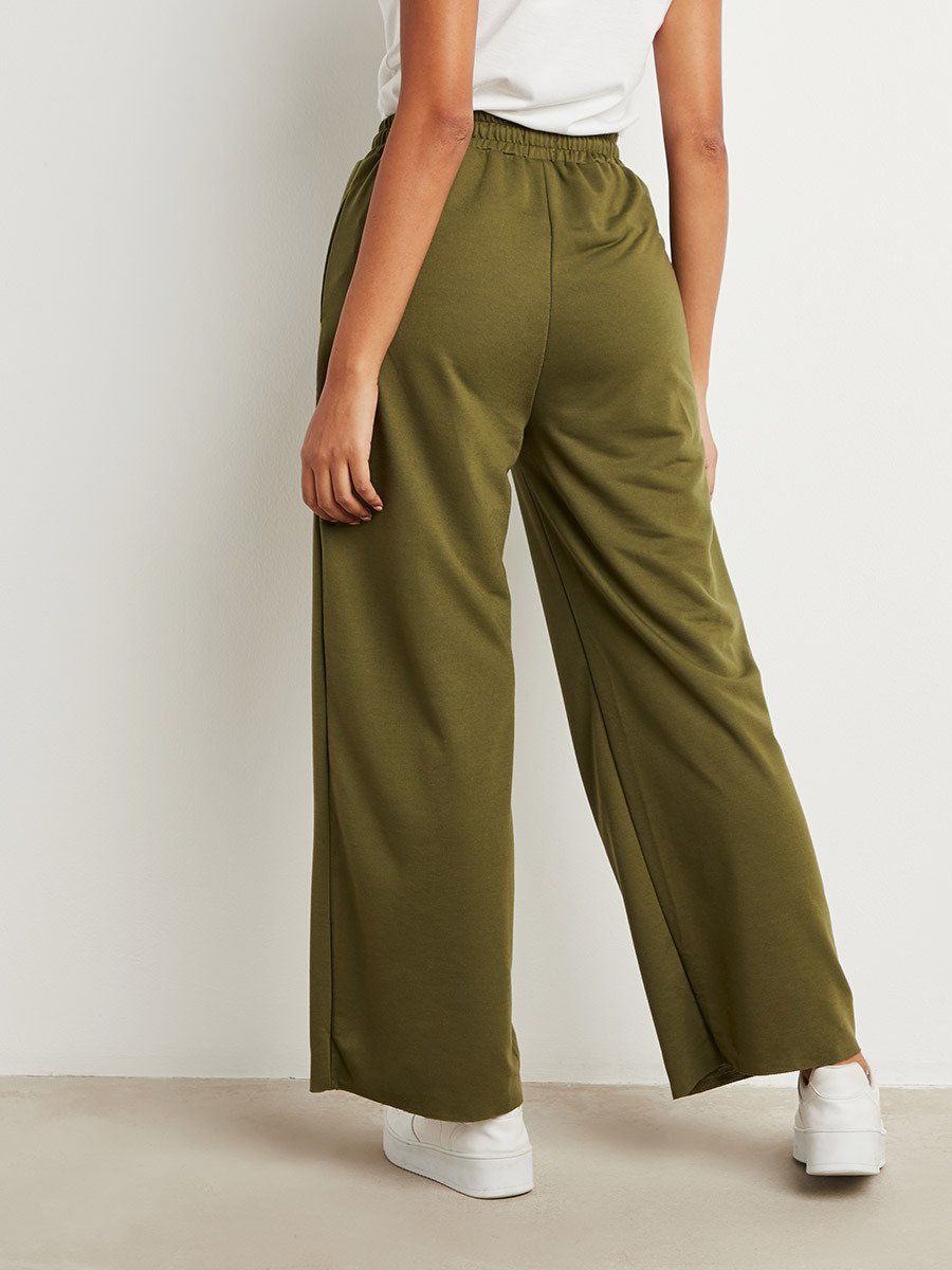 بنطلون سادة بأرجل واسعة وربطة خصر من ستايلي-women-clothing-trousers-image-4