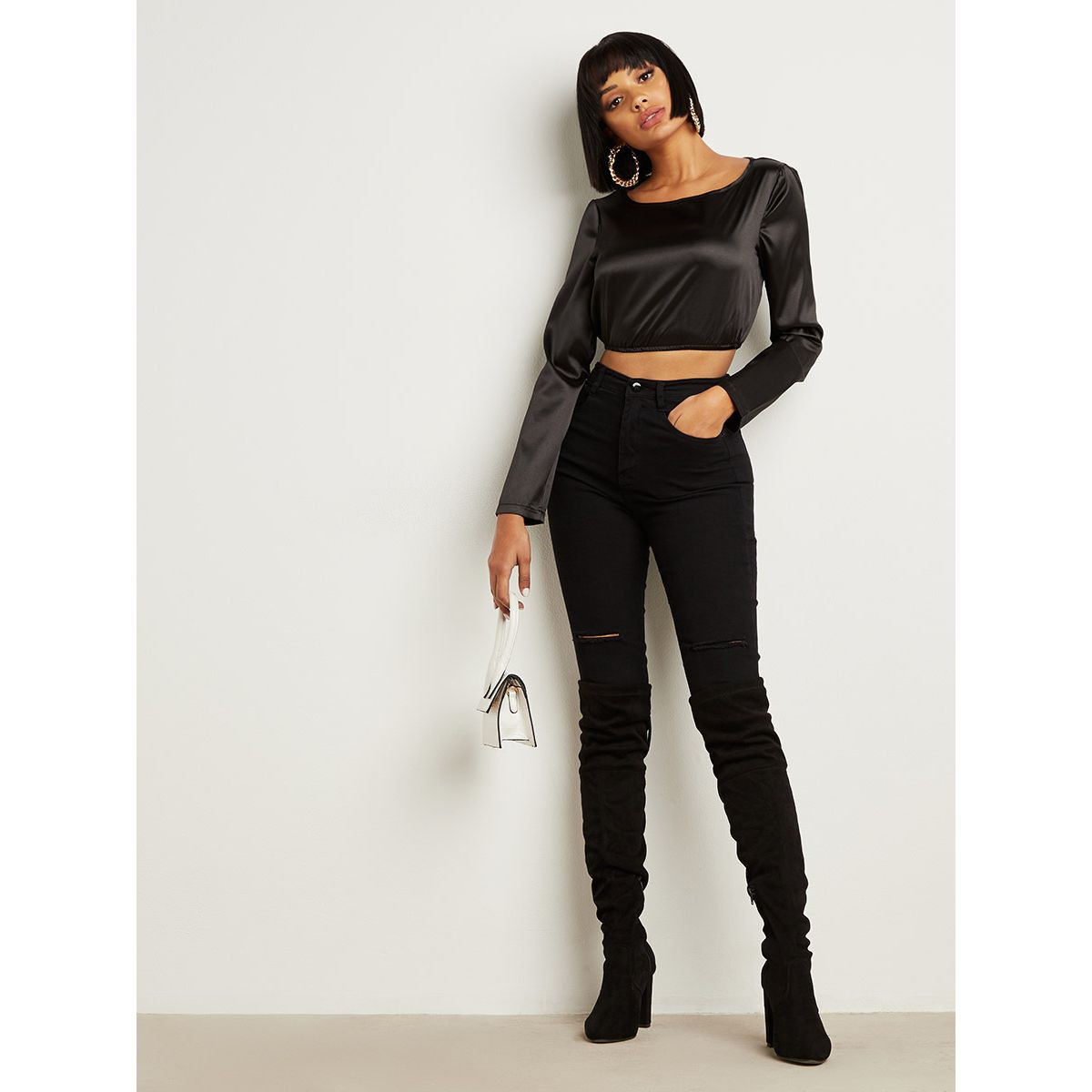 بلوزة قصيرة بأكمام طويلة من ستايلي-women-clothing-shirtsandblouses-blouses-image-2