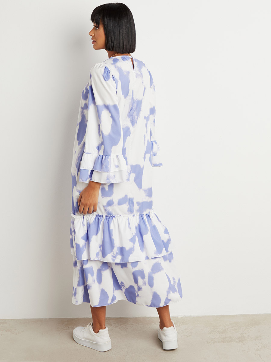 فستان طويل مصبوغ بكشكش من ستايلي-women-clothing-dresses-image-3