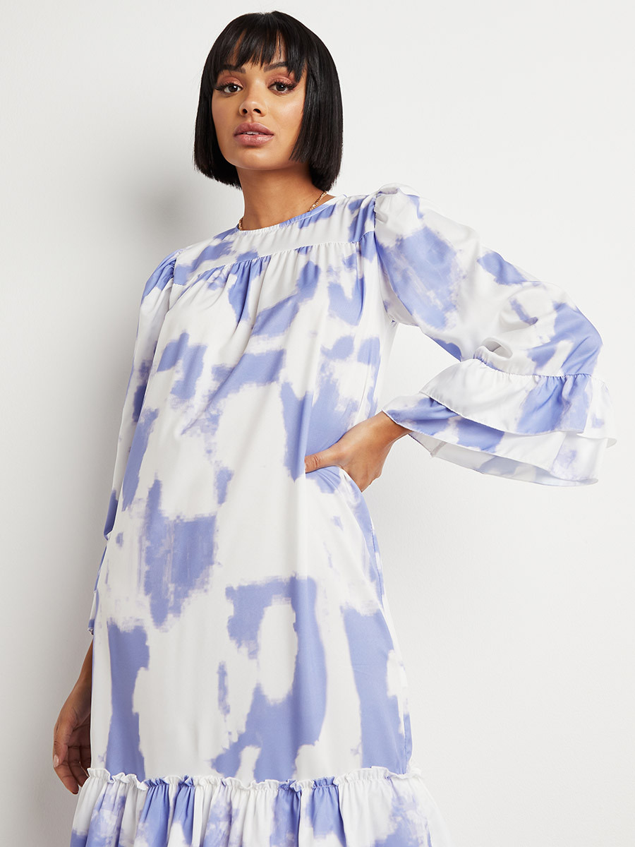 فستان طويل مصبوغ بكشكش من ستايلي-women-clothing-dresses-image-5