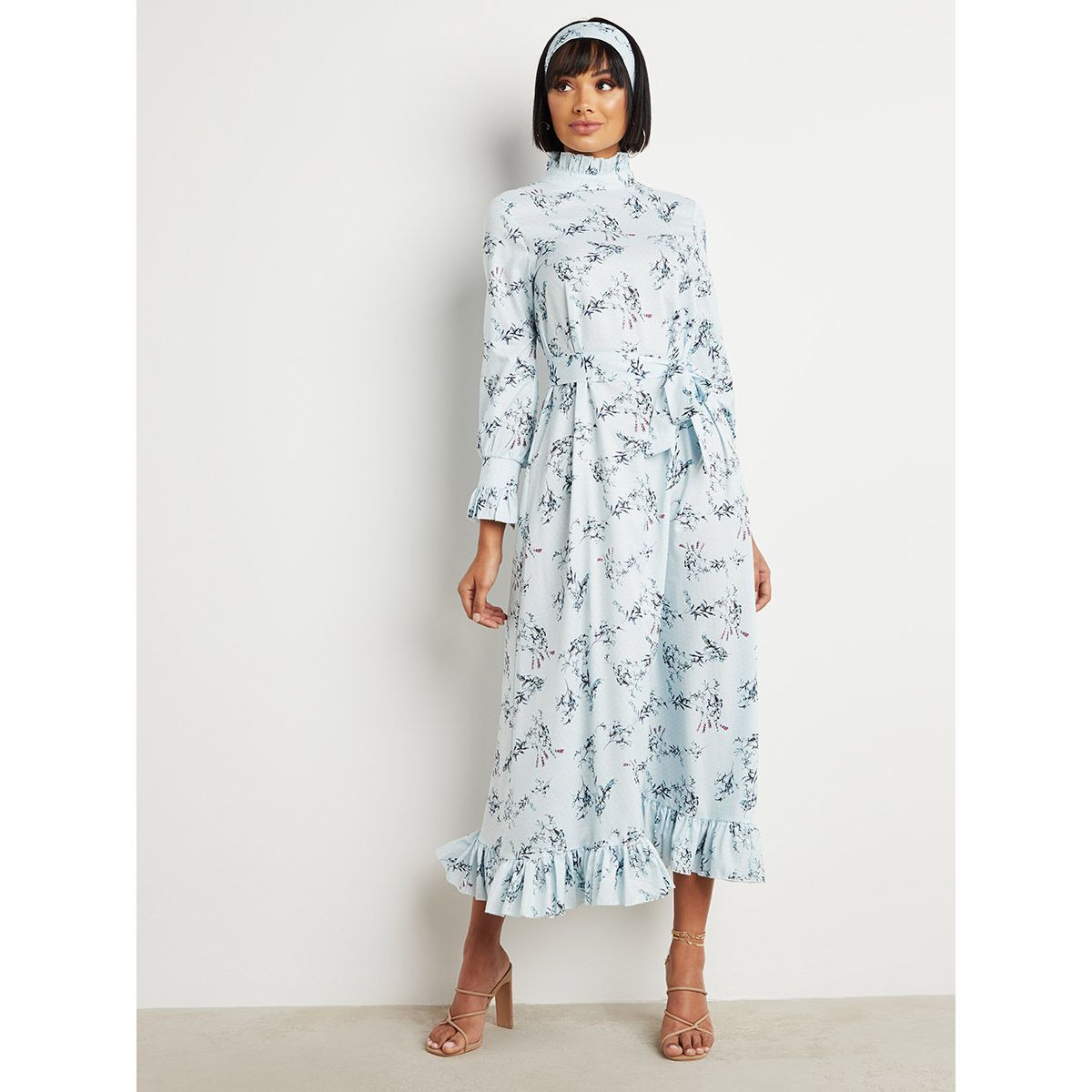 Styli Floral Printed A-Line Maxi Dress with Tie Belt-women-clothing-dresses-image-1