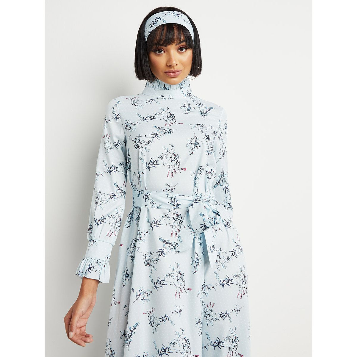 فستان طويل مطبوع بربطة خصر من ستايلي-women-clothing-dresses-image-2