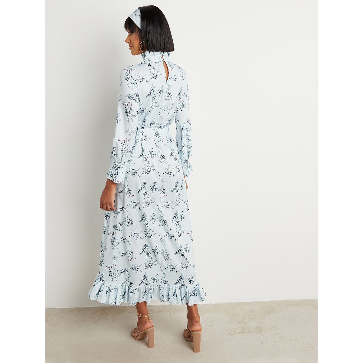 Styli Floral Printed A-Line Maxi Dress with Tie Belt-women-clothing-dresses-image-3