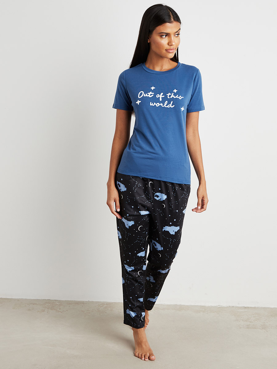 مجموعة ن تيشيرت وبنطلون بيجاما من ستايلي-women-clothing-nightwear-pyjamas-bottoms-image-1