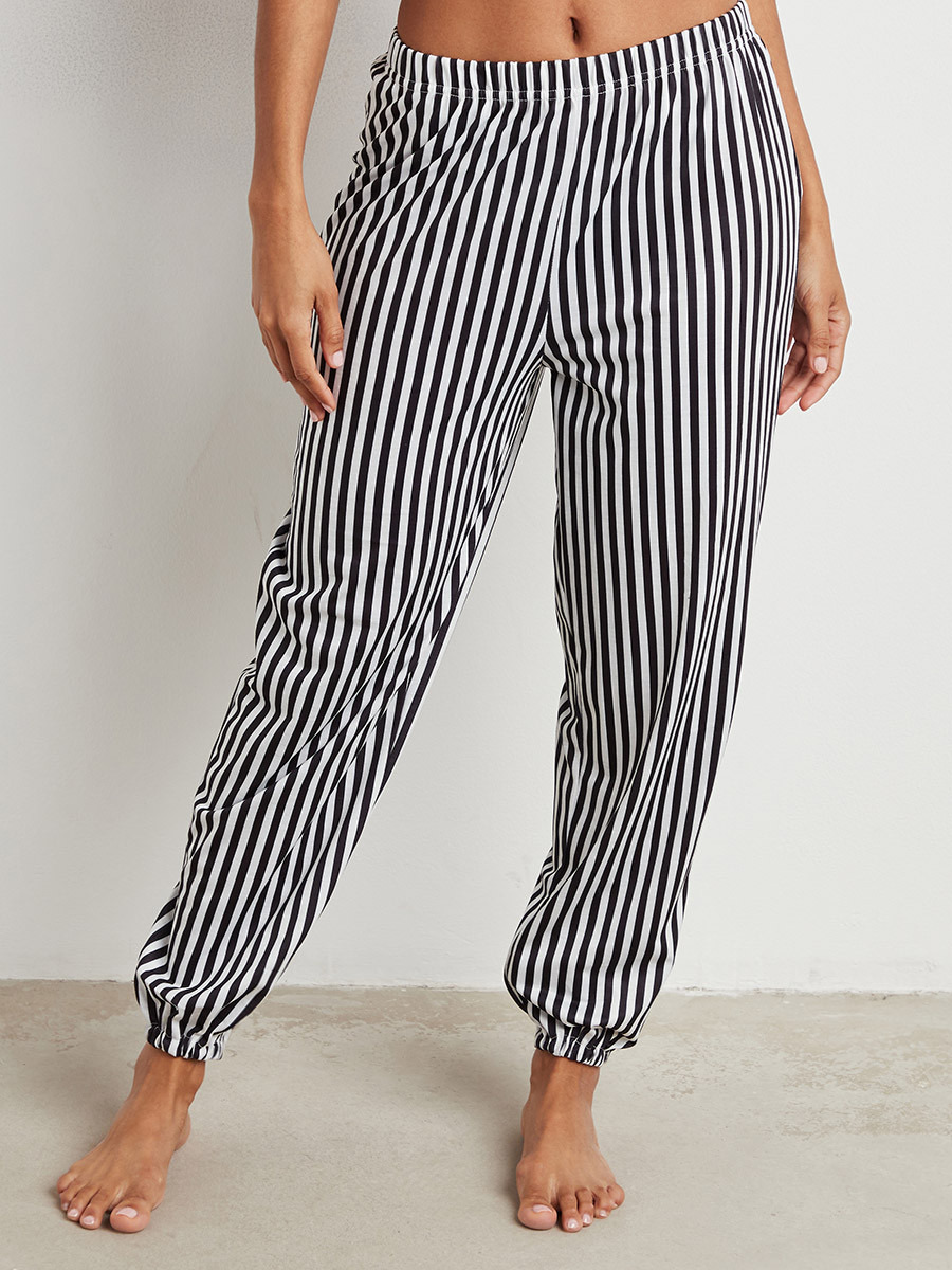 Styli Positive Thoughts Ruffled Hem T-shirt and Striped Pyjama Set-women-clothing-nightwear-pyjamas-longsets-image-5
