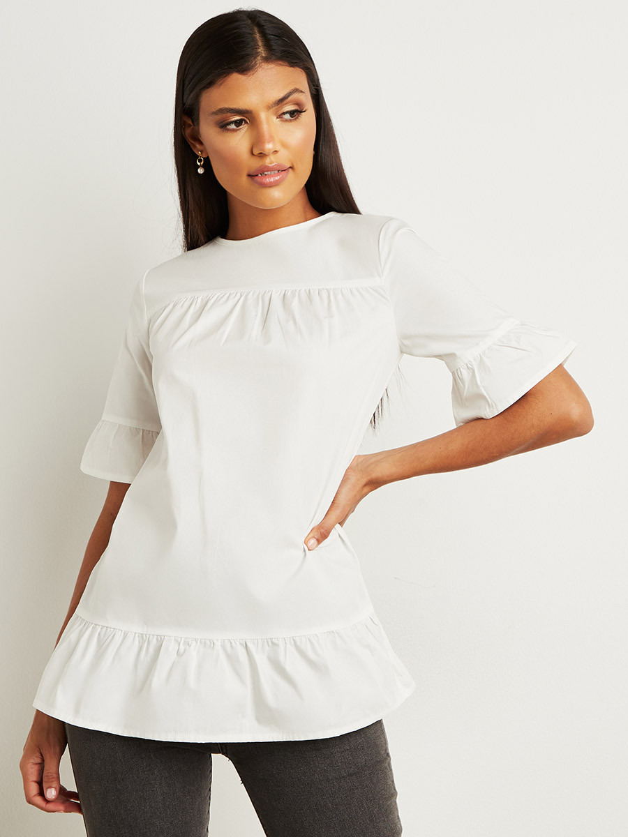 بلوزة بكسرات وأكمام قصيرة من ستايلي-women-clothing-shirtsandblouses-blouses-image-1