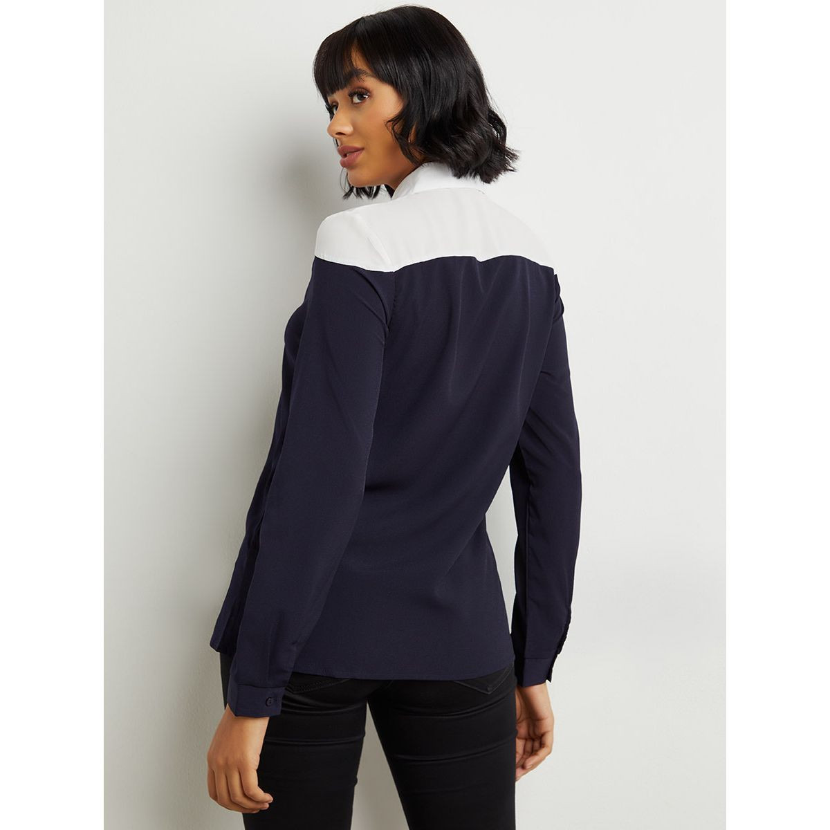 Styli Color Block Chevron Long Sleeves Shirt-women-clothing-shirtsandblouses-blouses-image-2