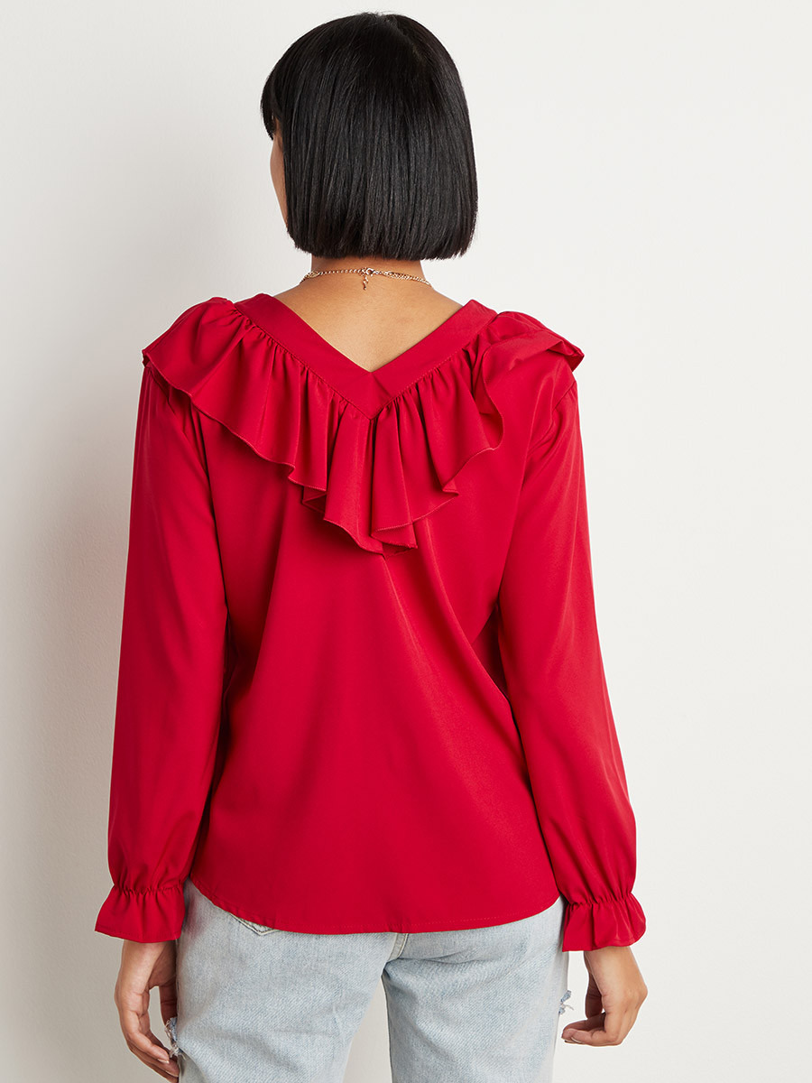 بلوزة بأكمام طويلة وتفاصيل كشكش من ستايلي-women-clothing-shirtsandblouses-blouses-image-6
