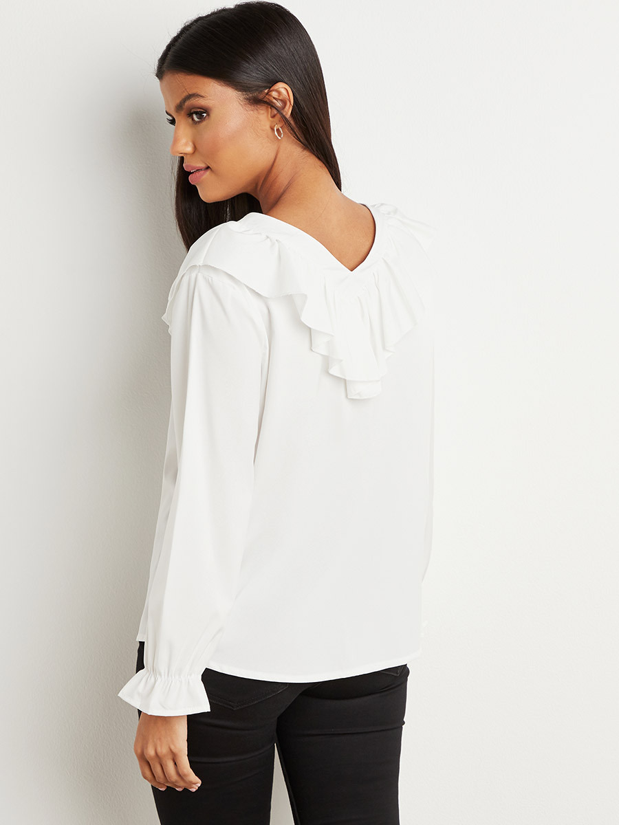 بلوزة بأكمام طويلة وتفاصيل كشكش من ستايلي-women-clothing-shirtsandblouses-blouses-image-4