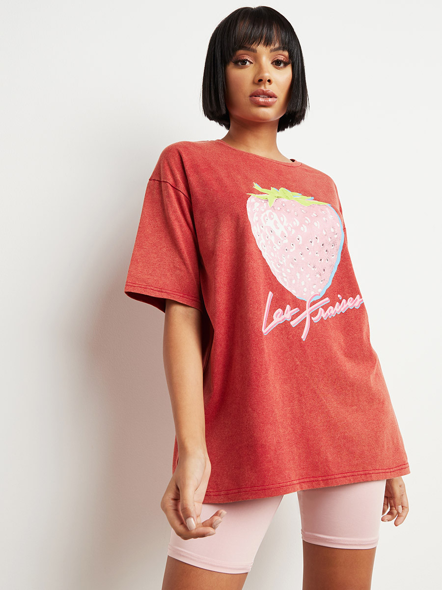 تيشيرت مطبوع بقصة طويلة من ستايلي-women-clothing-tshirts-image-1