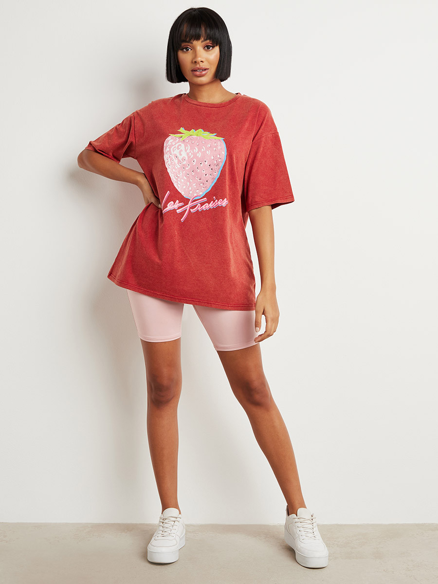 تيشيرت مطبوع بقصة طويلة من ستايلي-women-clothing-tshirts-image-2