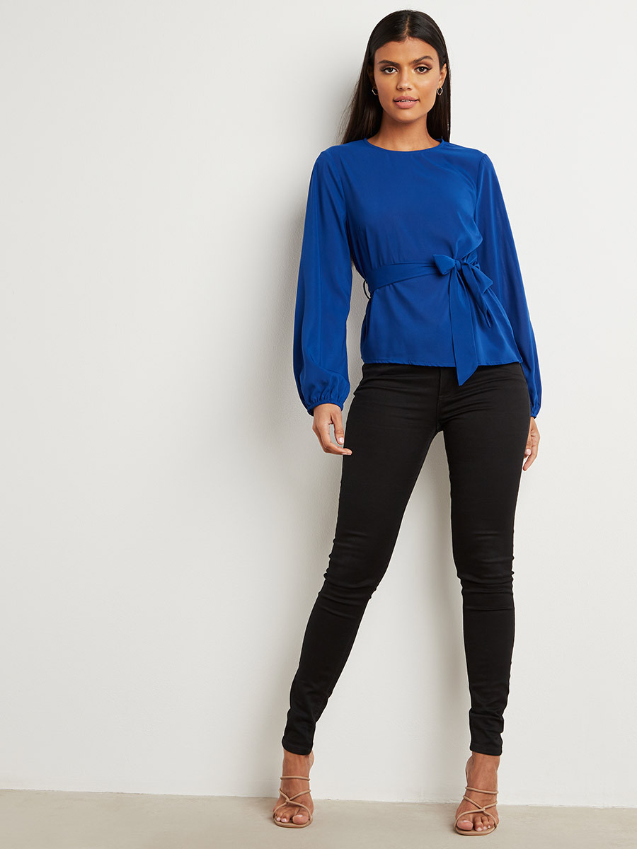 بلوزة سادة بأكمام طويلة من ستايلي-women-clothing-shirtsandblouses-blouses-image-2