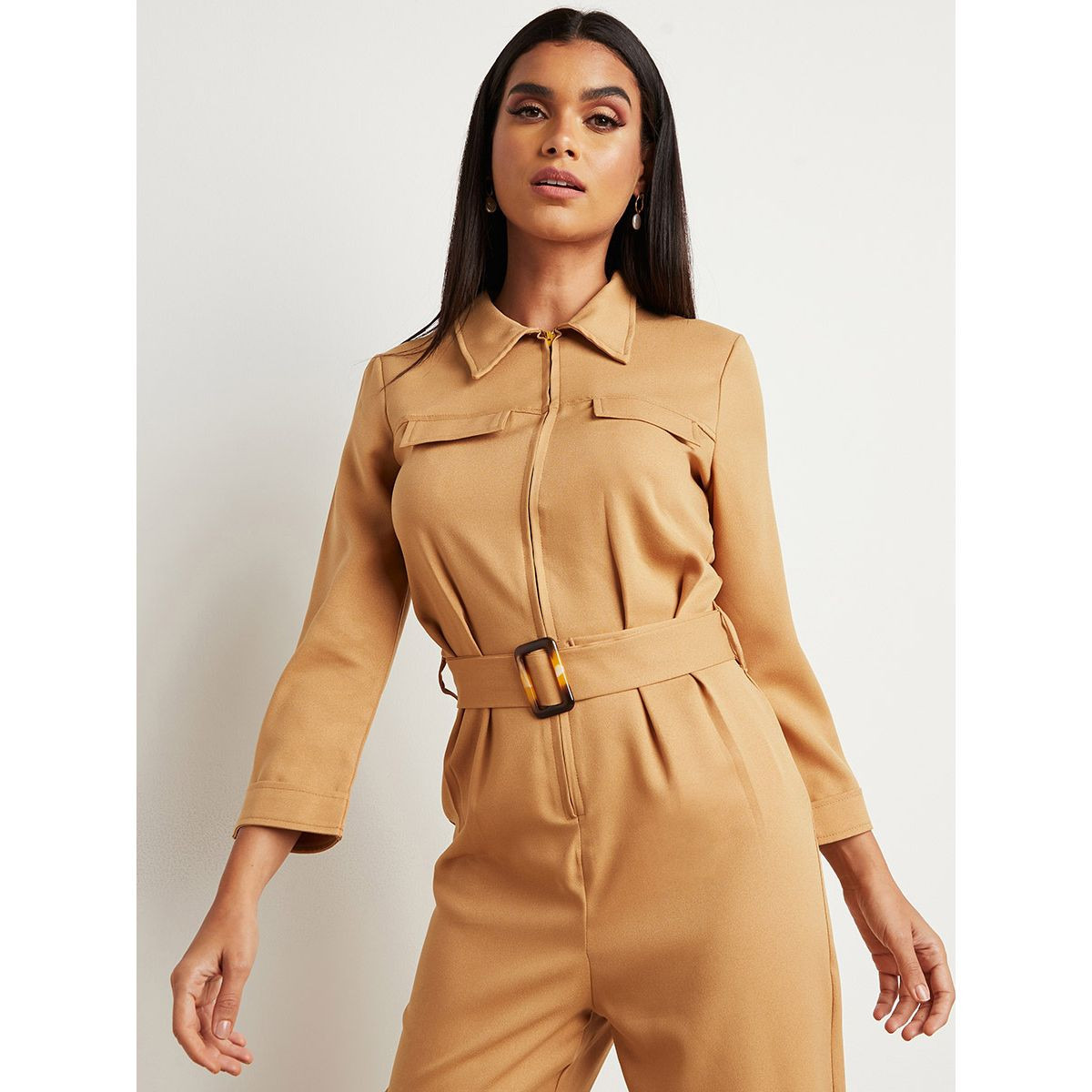 Styli Concealed Zip Closure Belted Straight Leg Jumpsuit-women-clothing-jumpsuits-image-2