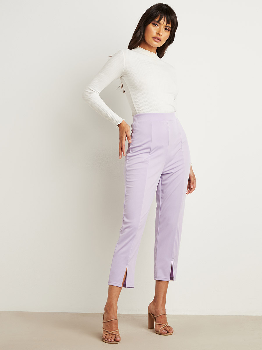بنطلون سادة بفتحة من ستايلي-women-clothing-trousers-image-2