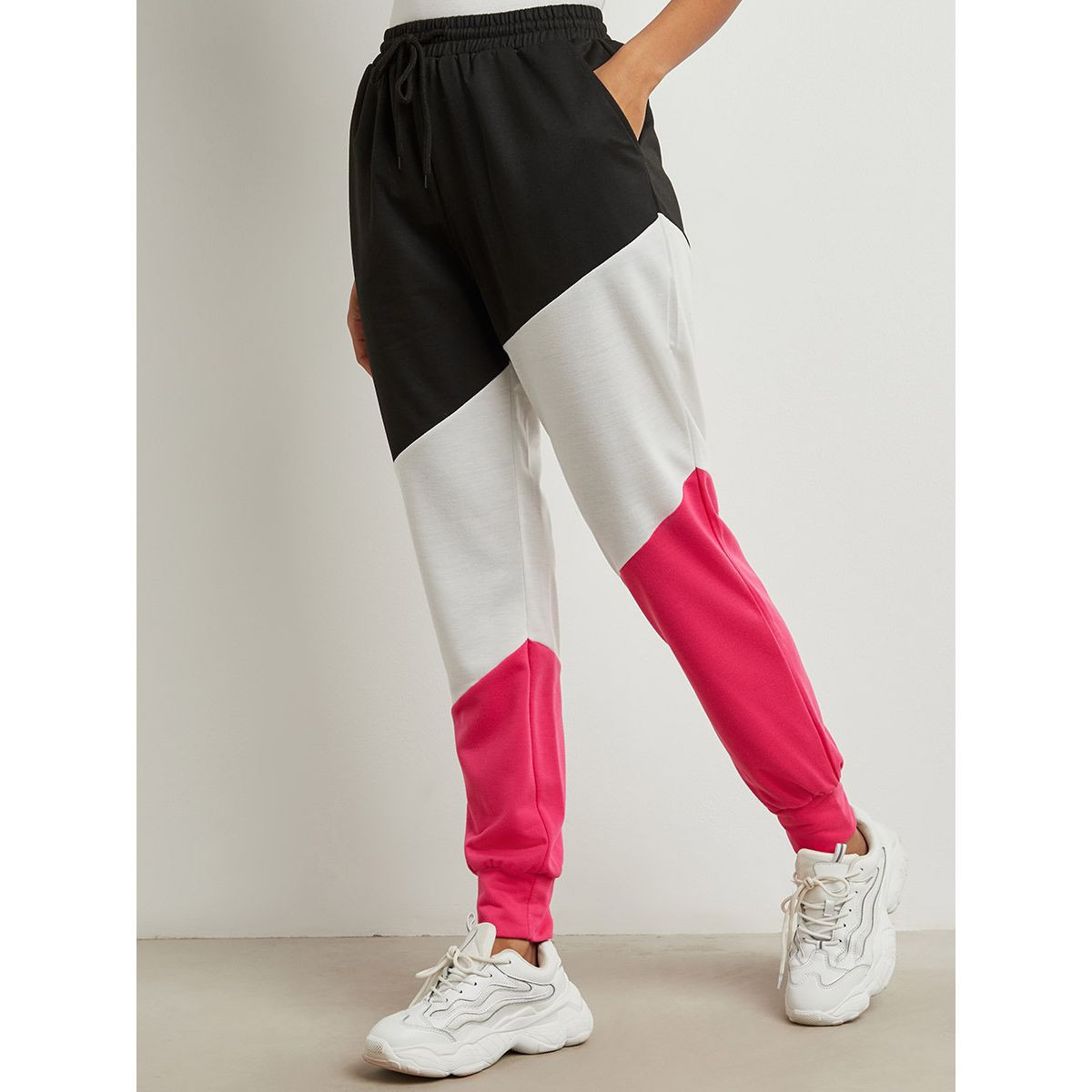 Styli Color Block Jogger with Side Pocket-women-clothing-bottoms-joggers-image-1