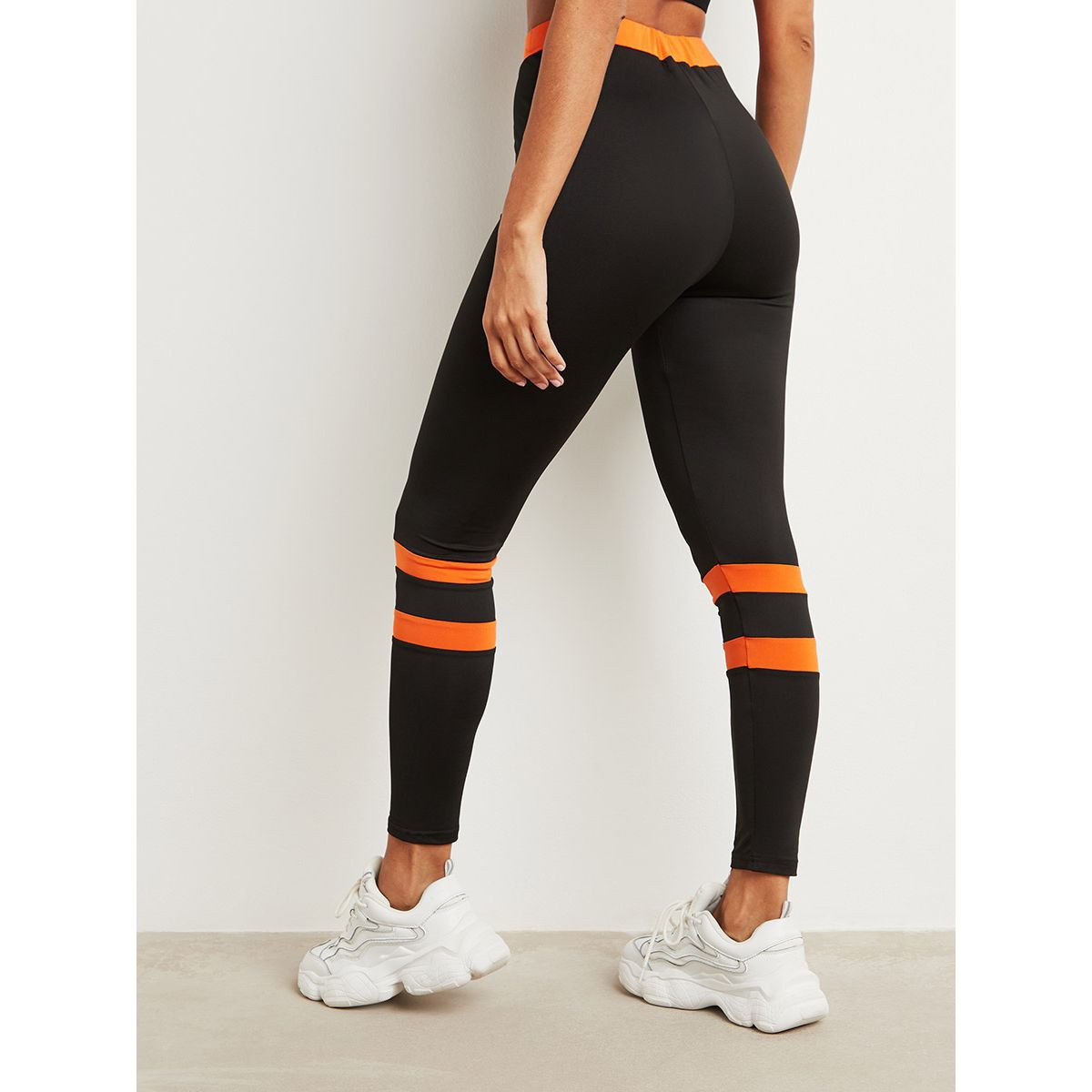 Styli Calf Striped Leggings with Contrast Waistband-women-clothing-leggings-image-3