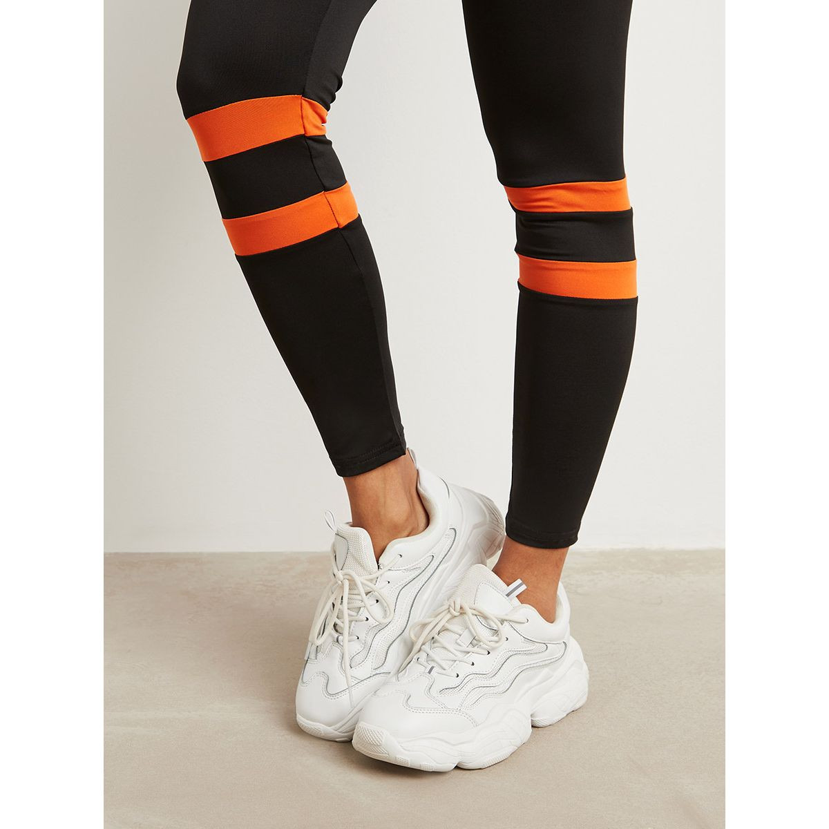 Styli Calf Striped Leggings with Contrast Waistband-women-clothing-leggings-image-4