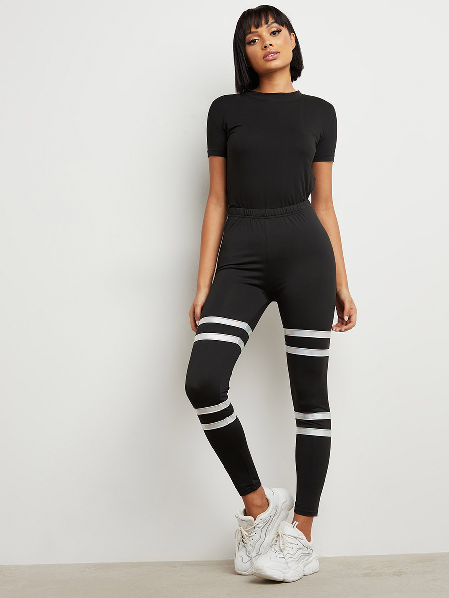 Styli Iridescent Leg Stripe Elastic Waist Leggings-women-clothing-bottoms-leggings-image-2