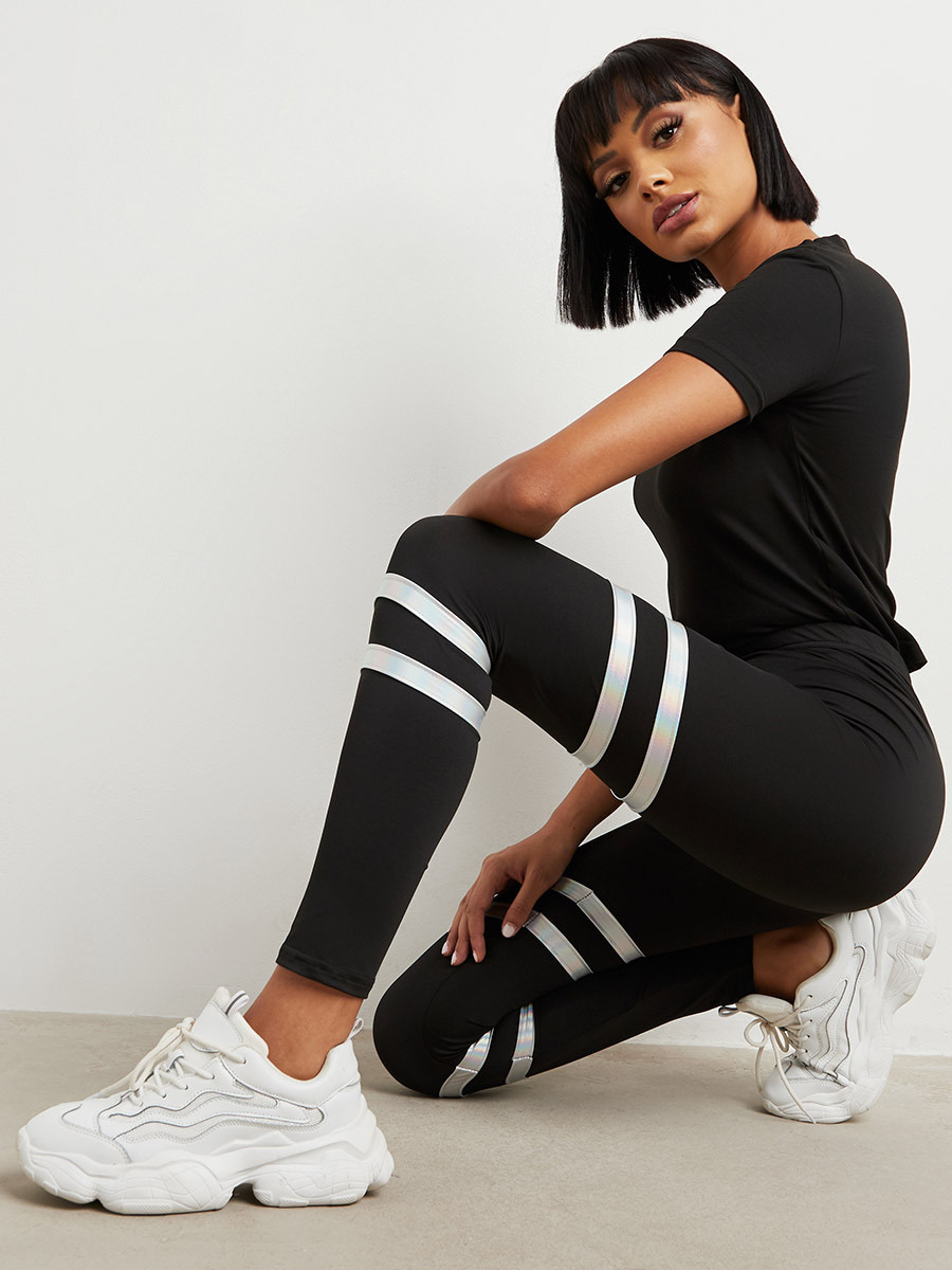 Styli Iridescent Leg Stripe Elastic Waist Leggings-women-clothing-bottoms-leggings-image-5