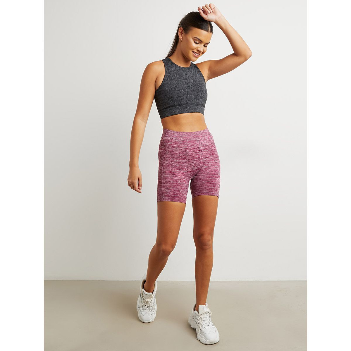 Styli Melange Knit Seamfree Active Shorts-women-clothing-shorts-image-3