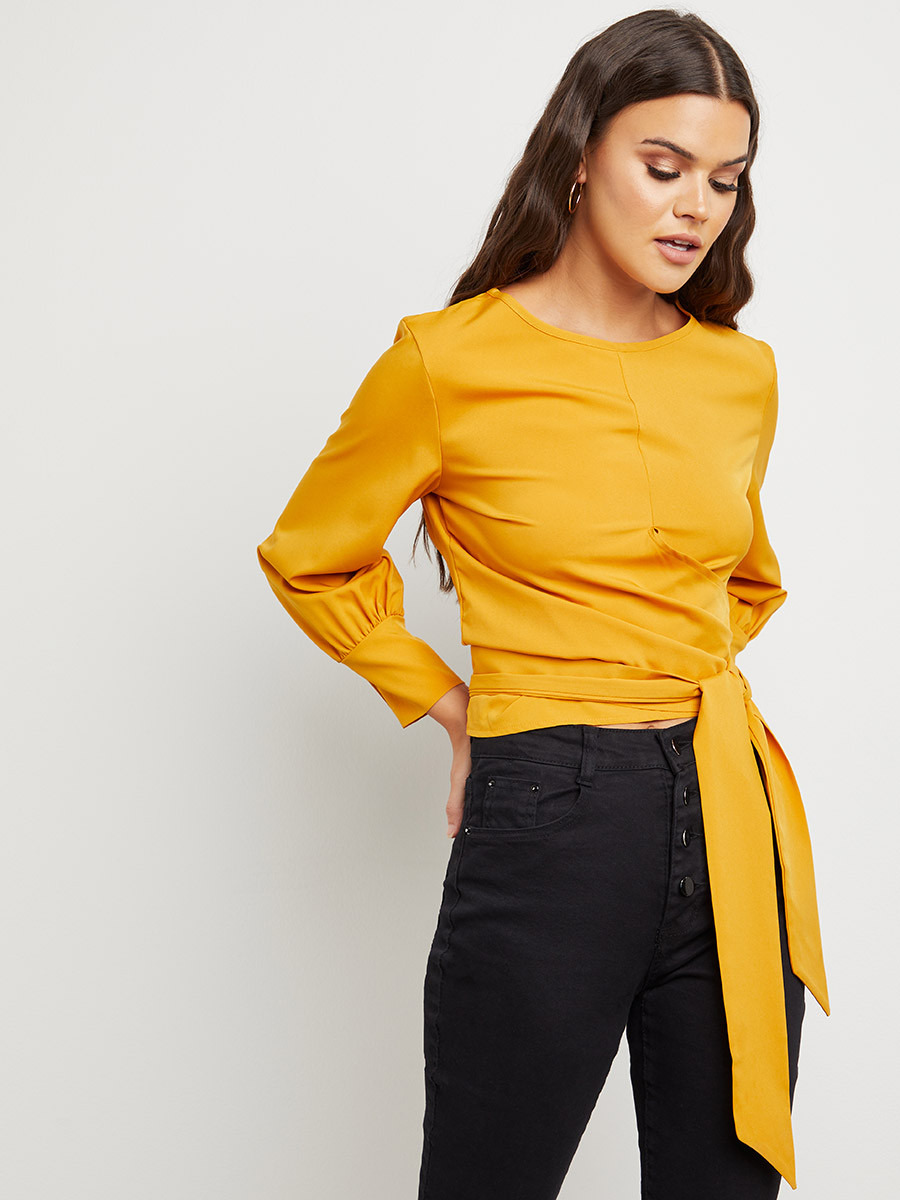 بلوزة قصيرة بربطة خصر من ستايلي-women-clothing-shirtsandblouses-blouses-image-1