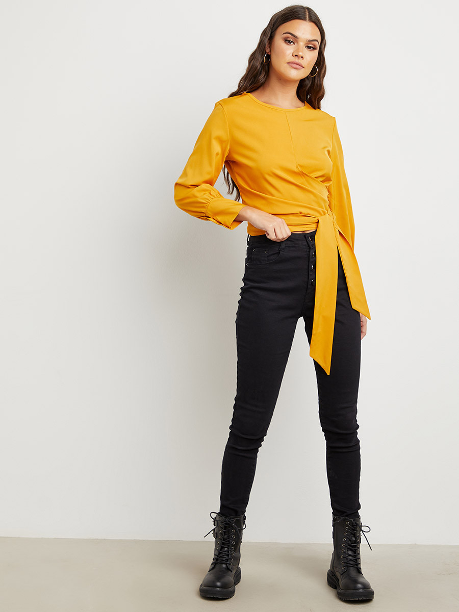 بلوزة قصيرة بربطة خصر من ستايلي-women-clothing-shirtsandblouses-blouses-image-2