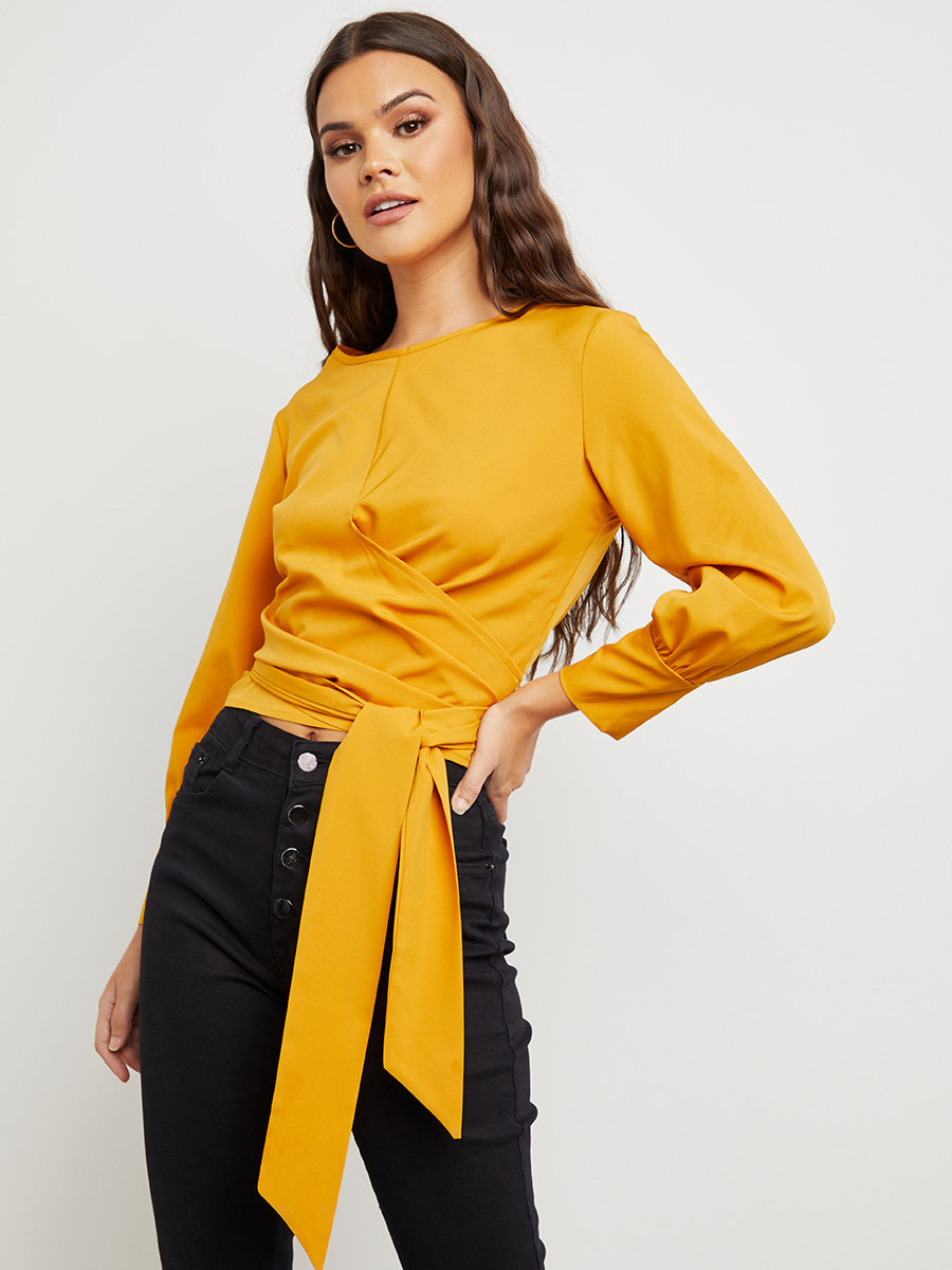 بلوزة قصيرة بربطة خصر من ستايلي-women-clothing-shirtsandblouses-blouses-image-4