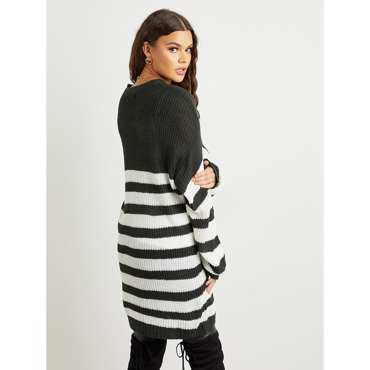 Styli Striped Long Sleeves Oversized Sweater-women-winterwear-cardigansandjumpers-jumpers-image-4